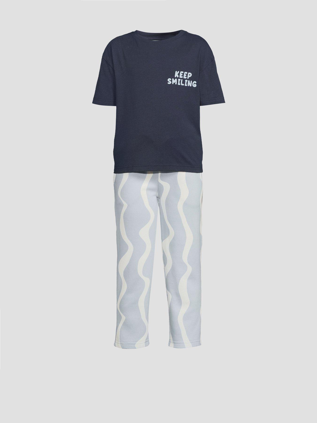 Image 7 of 7 of The Very Collection Back Print T-Shirt And Wavy Joggers - Blue