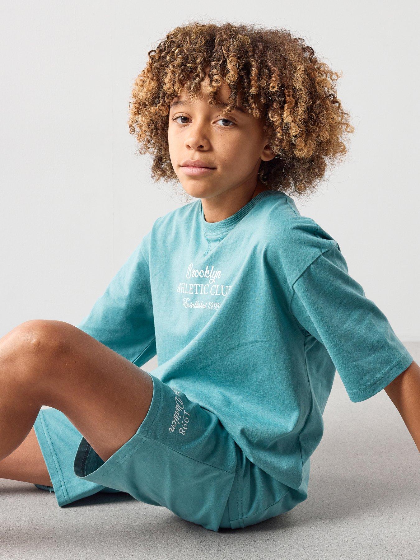 The Very Collection Boys Athletic Club Shortie Pyjamas - Blue