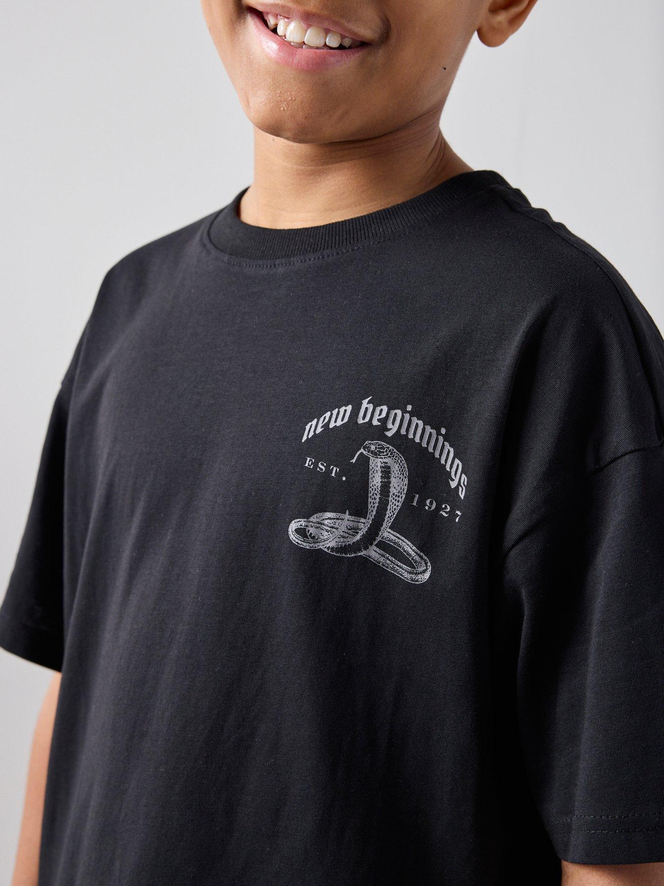 Image 5 of 7 of The Very Collection Boys Back Graphic New Beginnings T-Shirt - Black