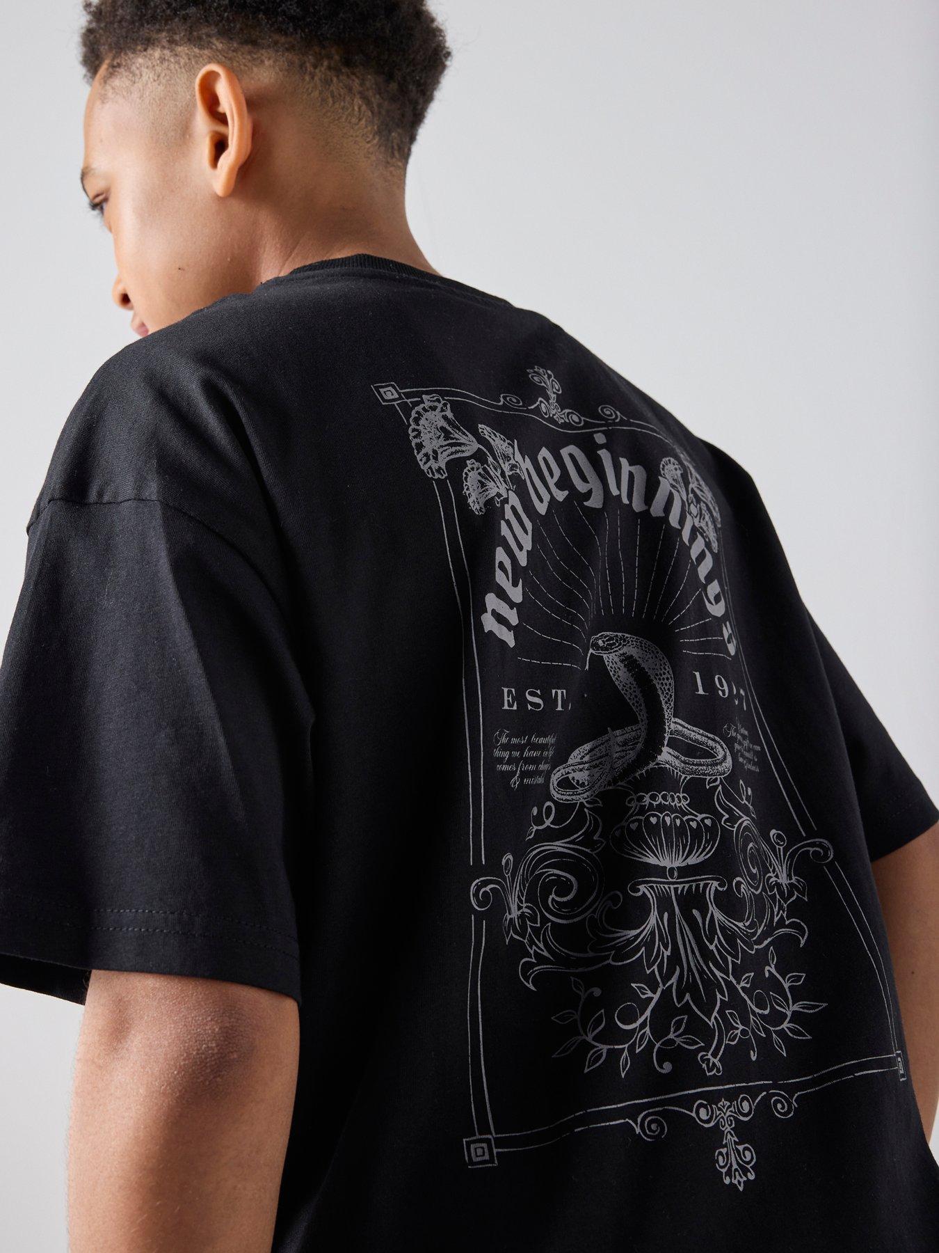 Image 6 of 7 of The Very Collection Boys Back Graphic New Beginnings T-Shirt - Black