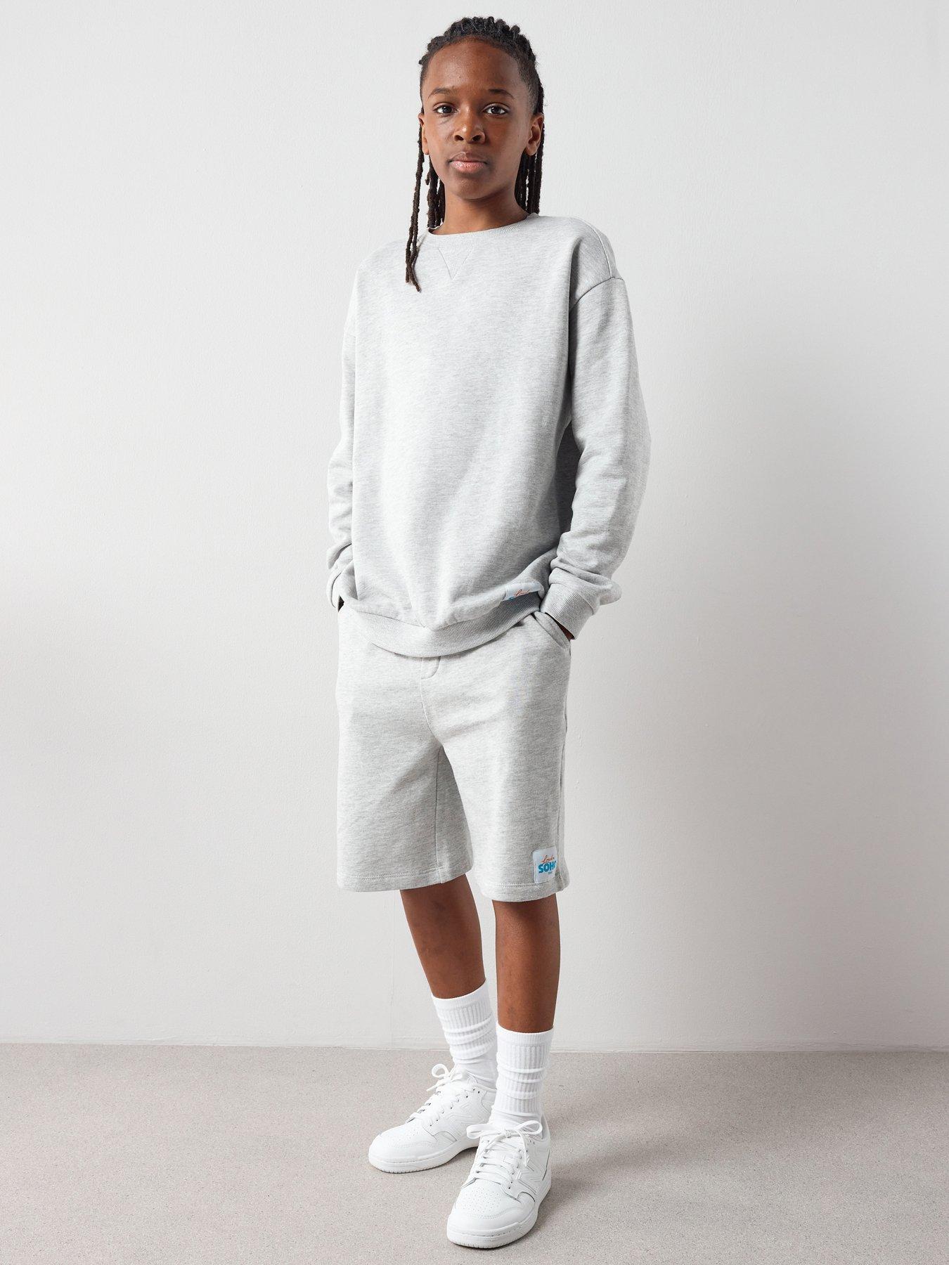 The Very Collection Boys Tab Detail Sweatshirt And Shorts Set - Grey