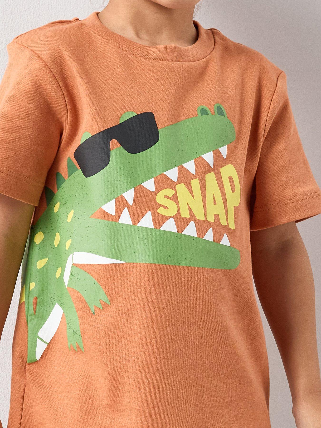 Image 4 of 6 of The Very Collection Boys Crocodile Shortie Pyjamas Set - Orange