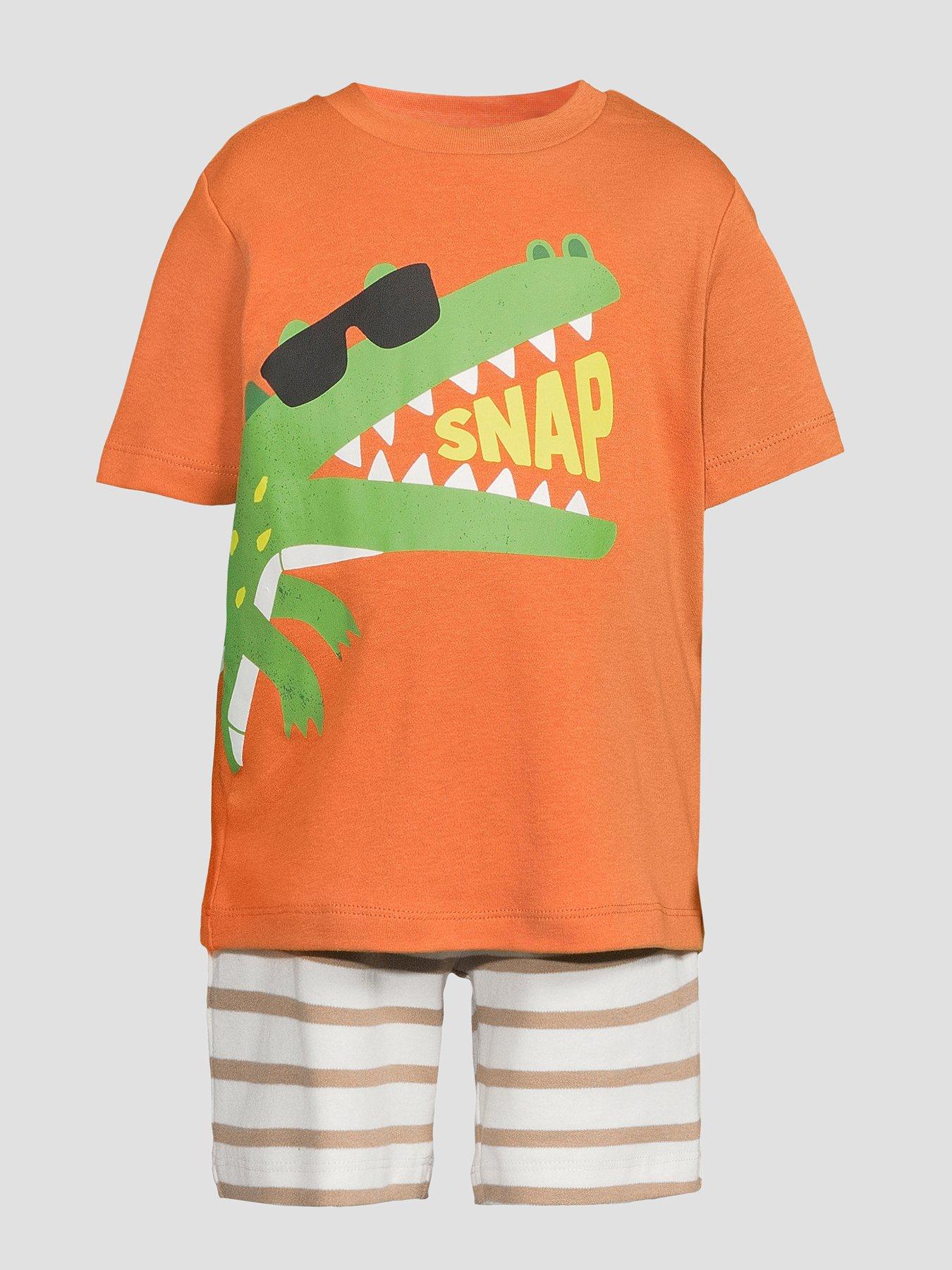 Image 6 of 6 of The Very Collection Boys Crocodile Shortie Pyjamas Set - Orange