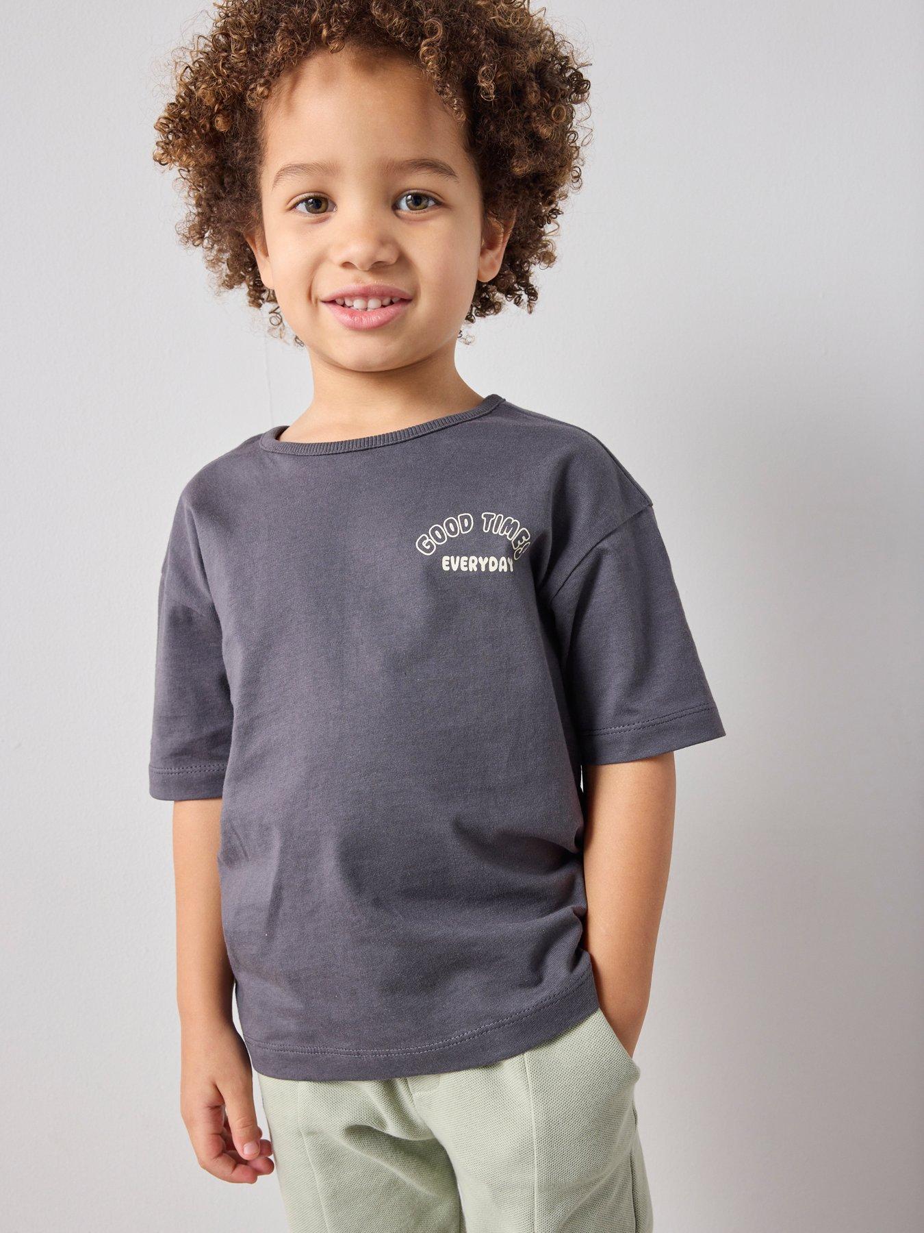 The Very Collection Boys Cotton Rich Good Times Back Graphic T Shirt - Washed Black