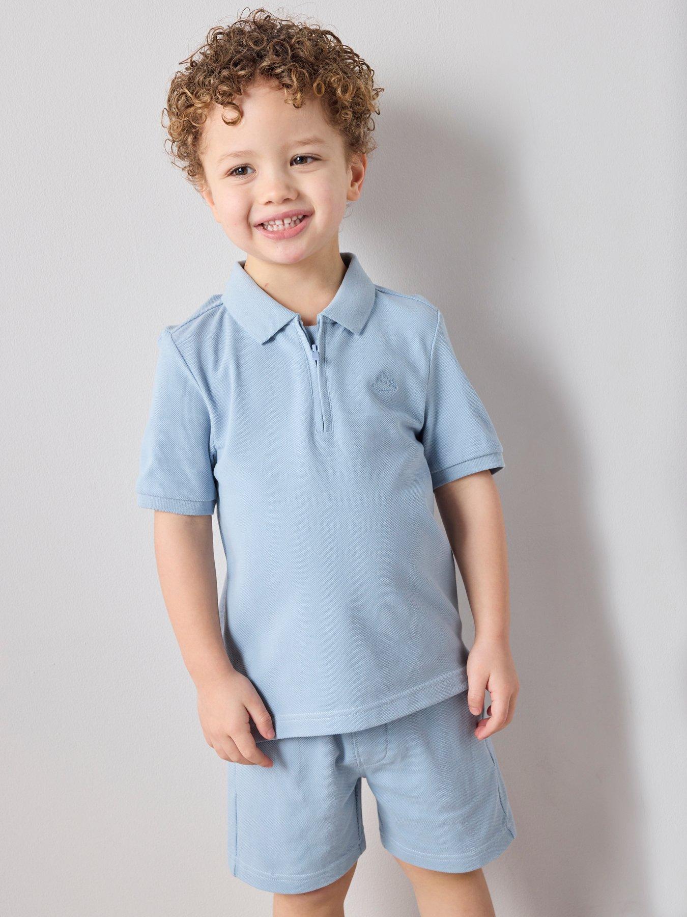 The Very Collection Boys Pique Polo and Shorts Set - Blue