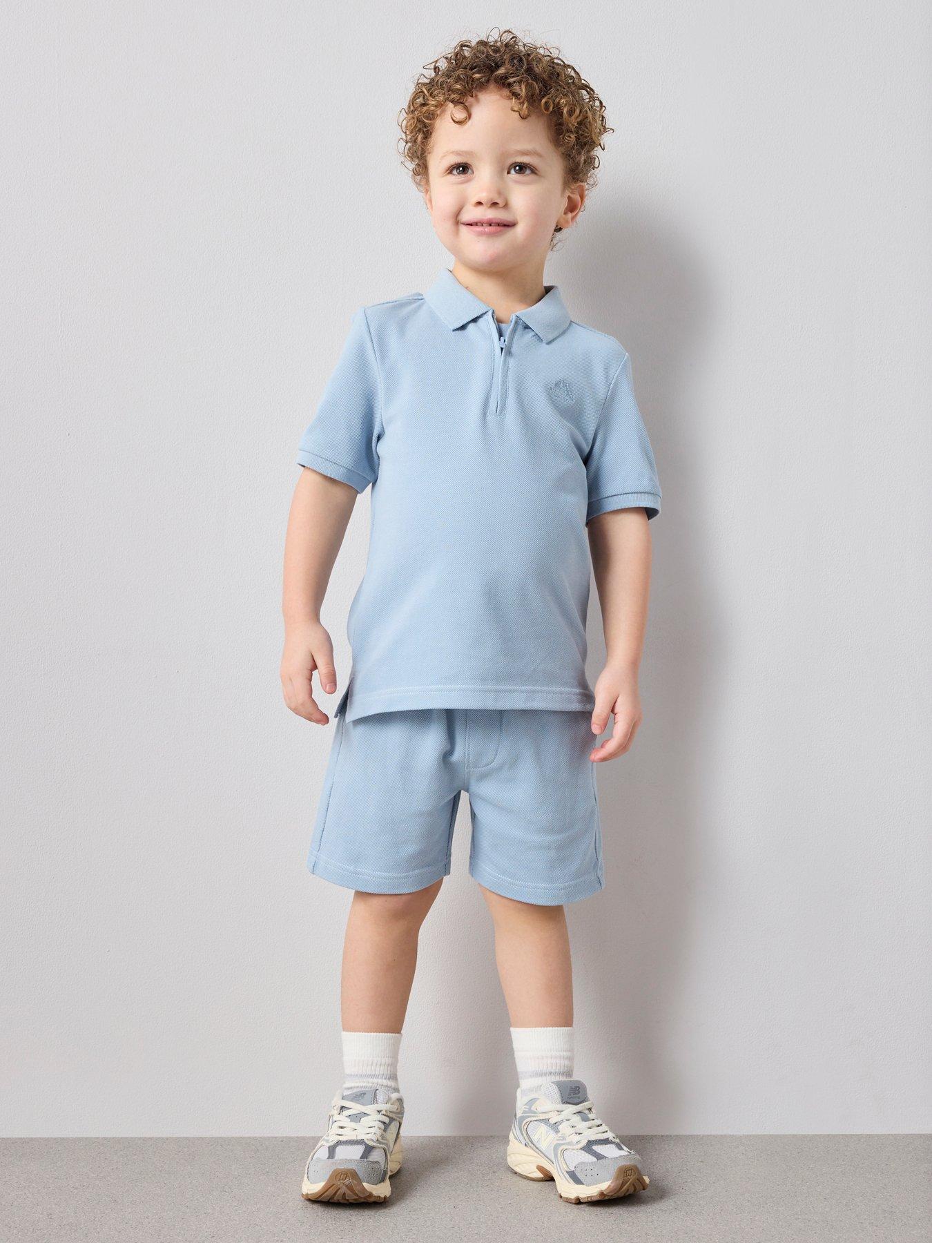 Image 3 of 7 of The Very Collection Boys Pique Polo and Shorts Set - Blue