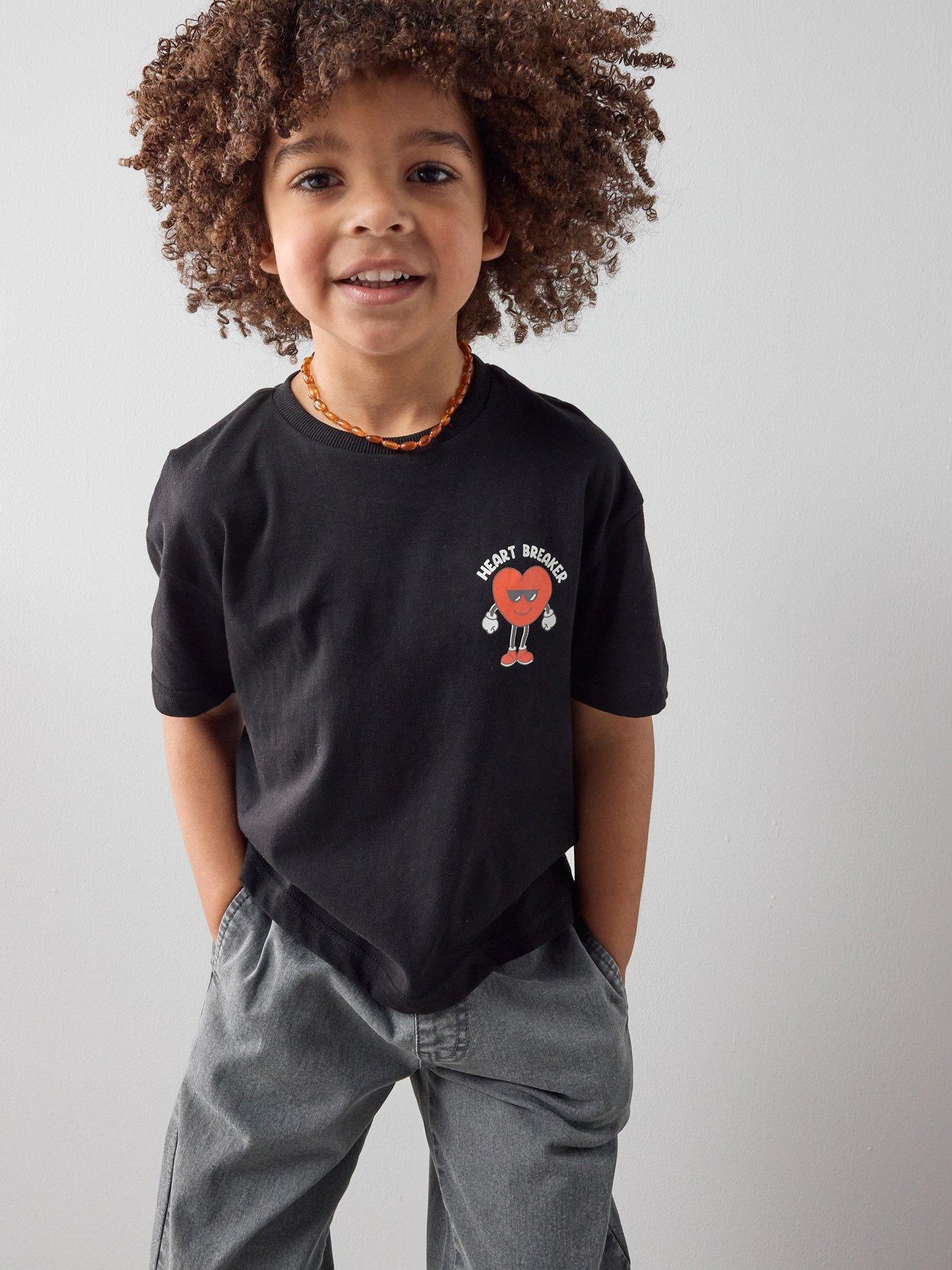 The Very Collection Boys Heart Breaker Graphic Short Sleeve T-shirt - Black