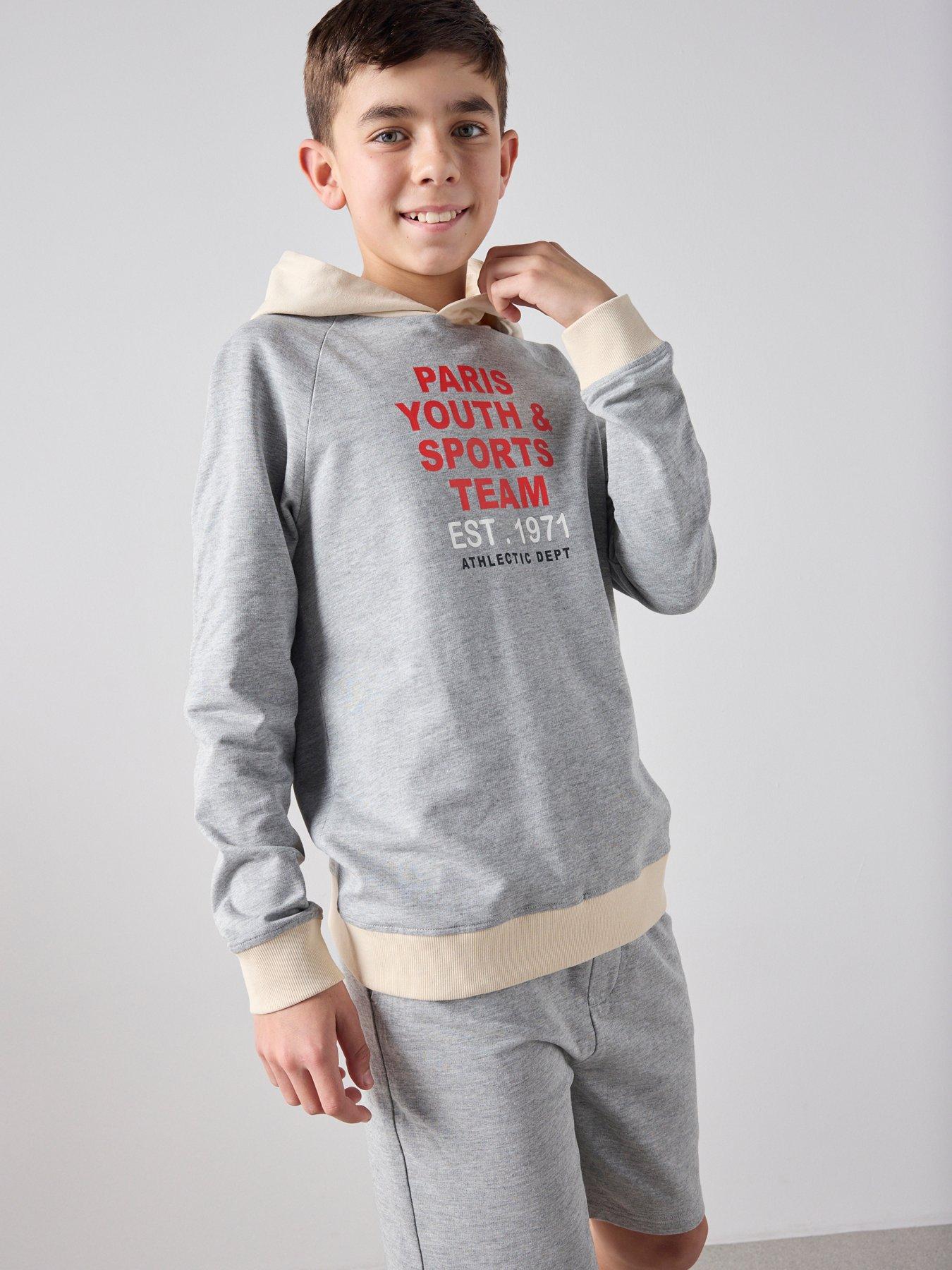 The Very Collection Boys Paris Sweat Hoodie And Sweat Set - Grey