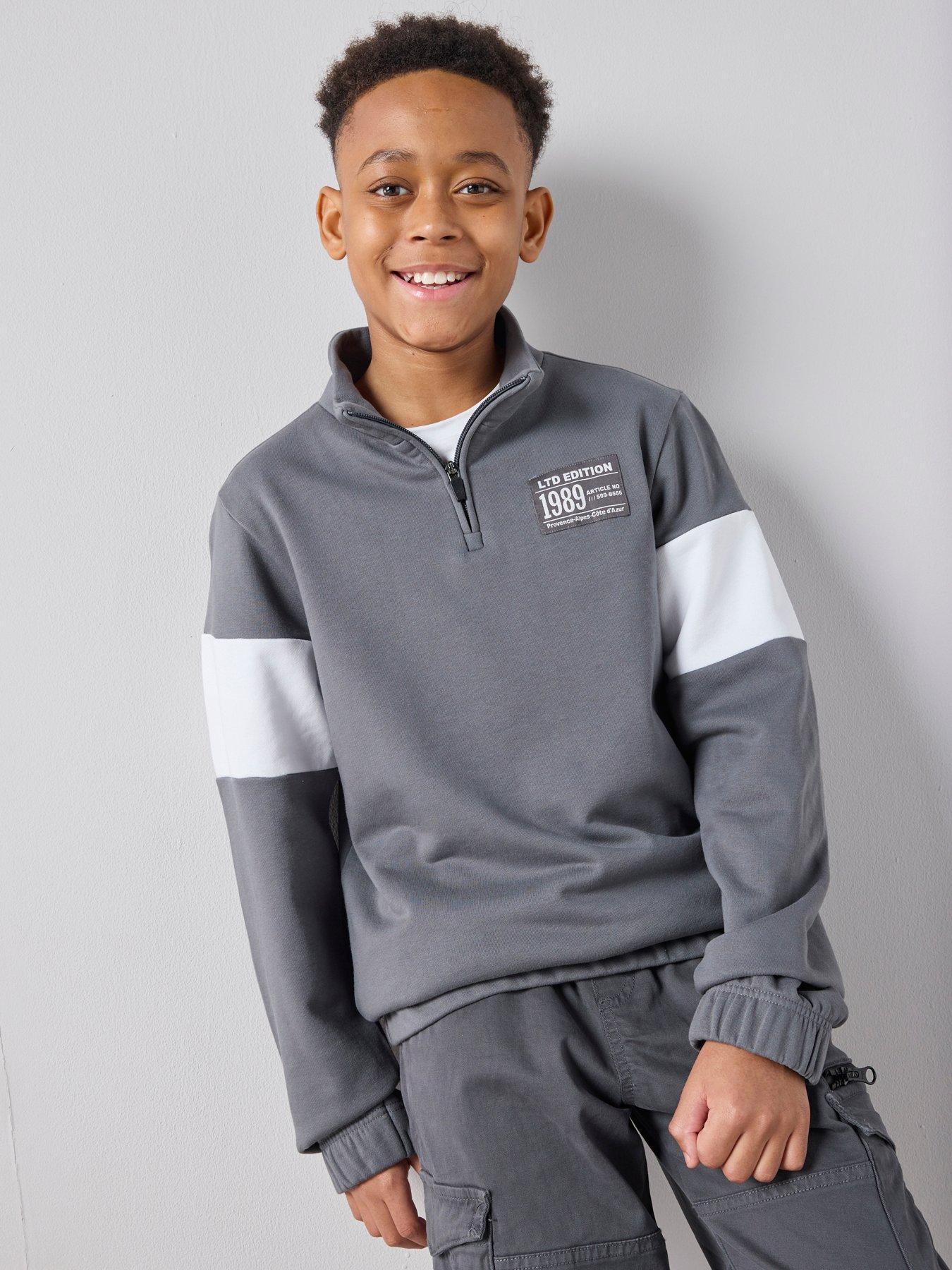 The Very Collection Boys Half Zip Sweatshirt - Grey
