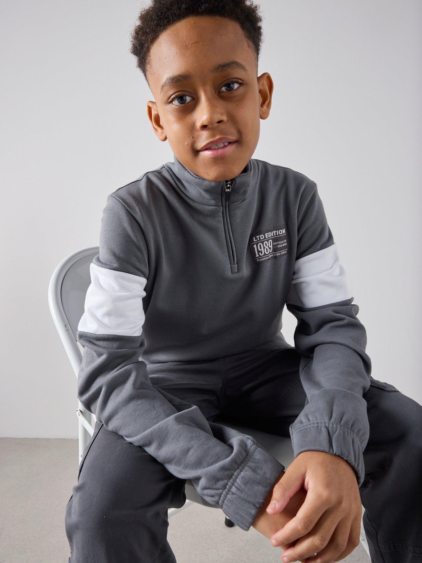 Image 4 of 7 of The Very Collection Boys Half Zip Sweatshirt - Grey