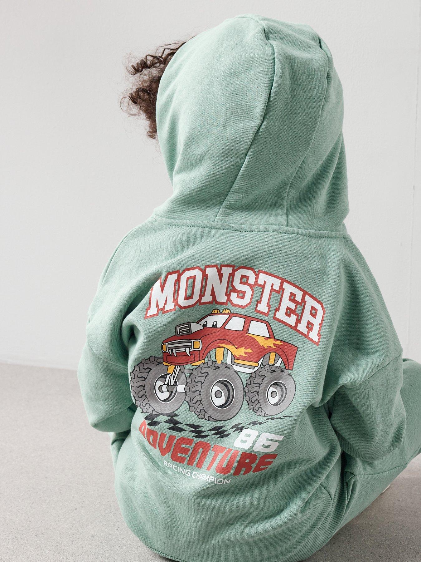 The Very Collection Boys Truck Back Print Hoodie - Green