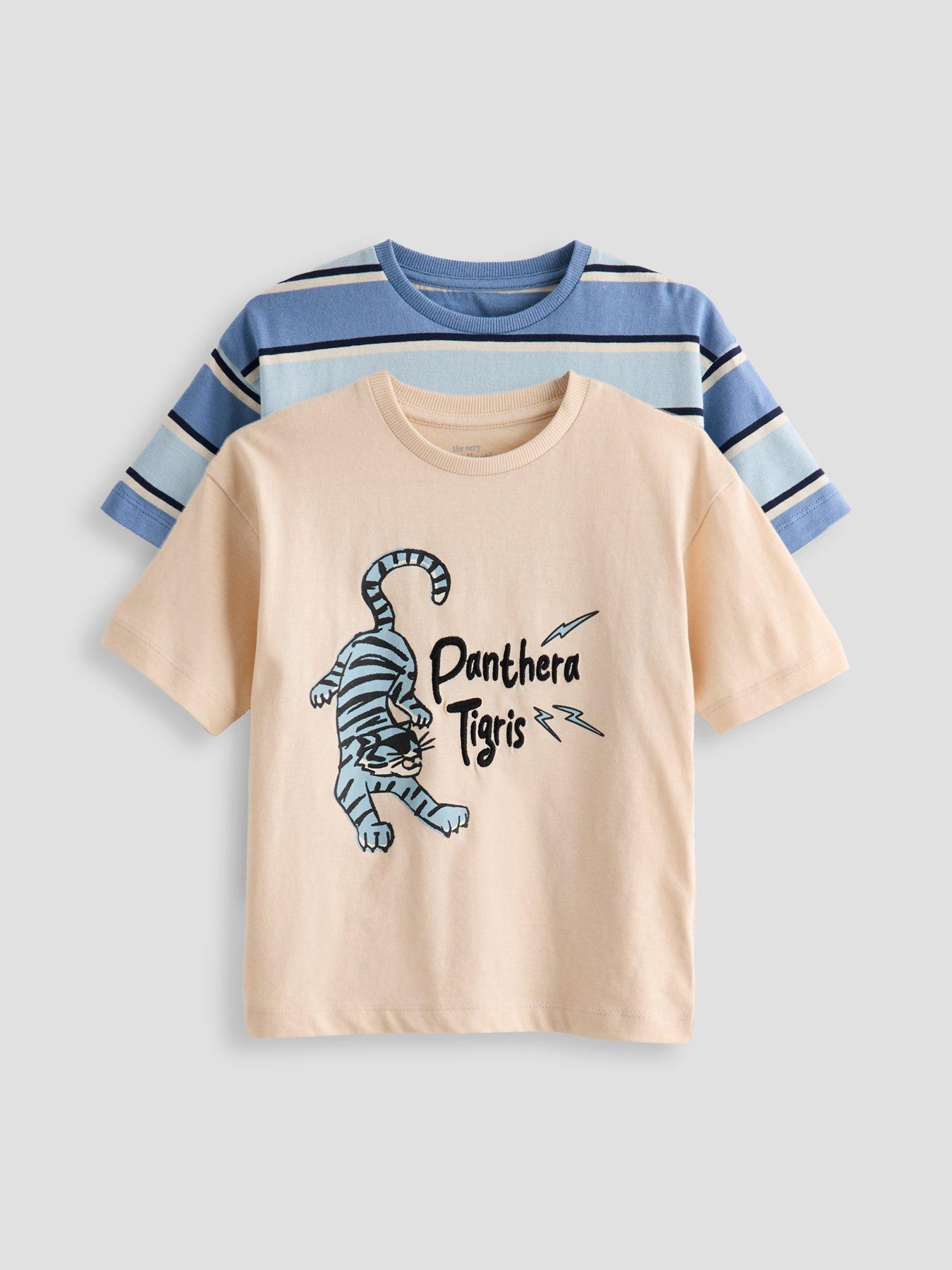 The Very Collection Boys 2 Pack Tiger Stripe T-shirts - Blue