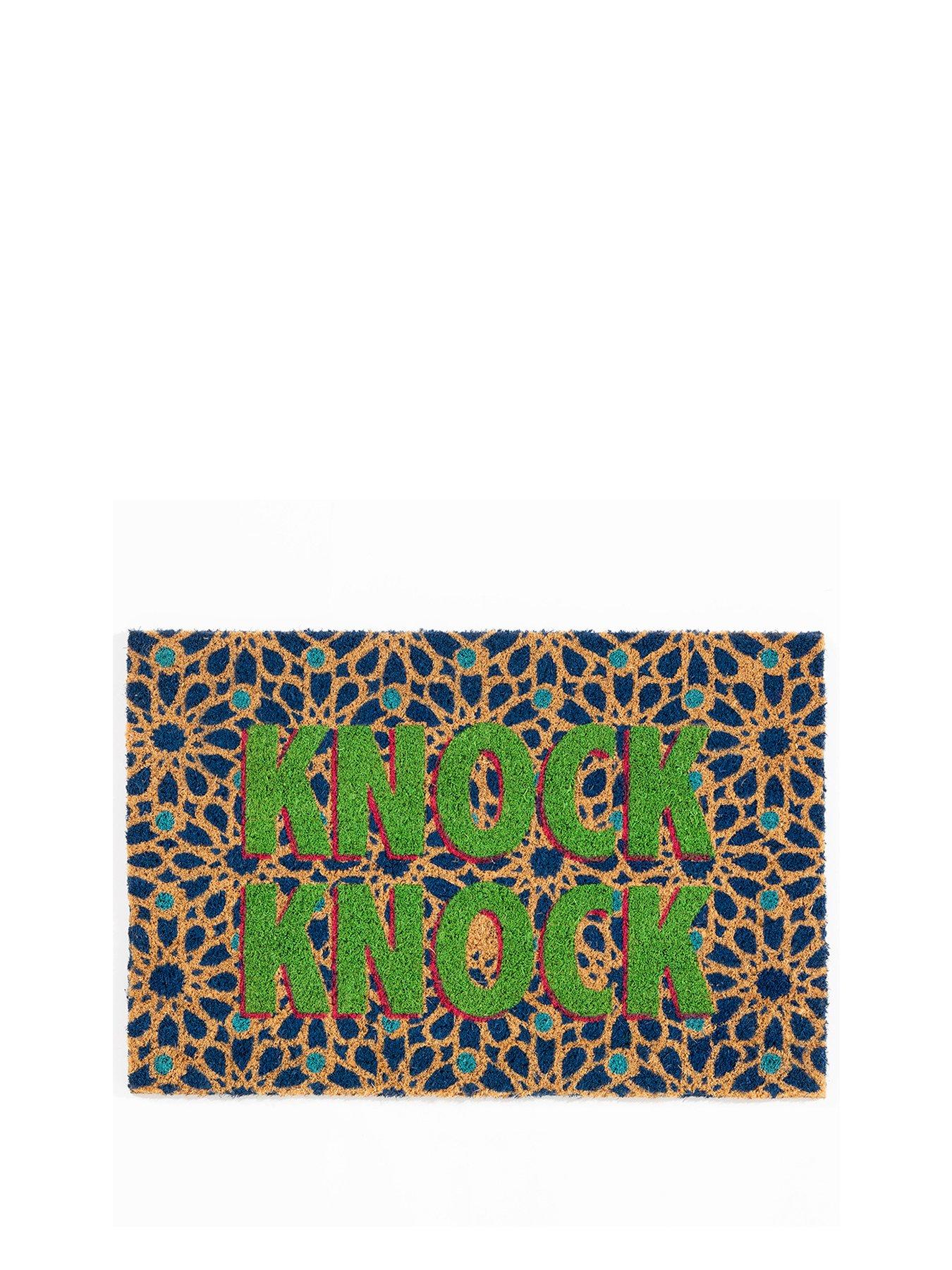 Arthouse Astley Knock Knock Printed Natural/Multi Doormat 40X60Cm