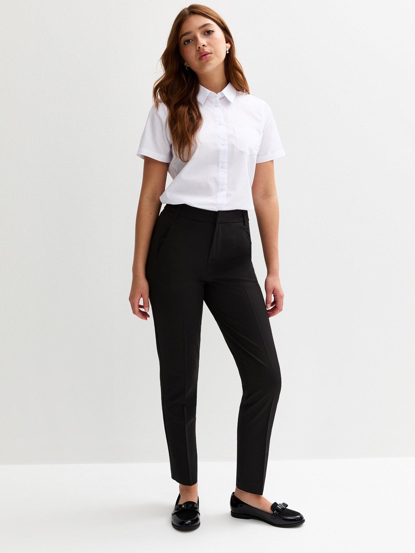 undefined Girls Folded Leg School Trousers - Black
