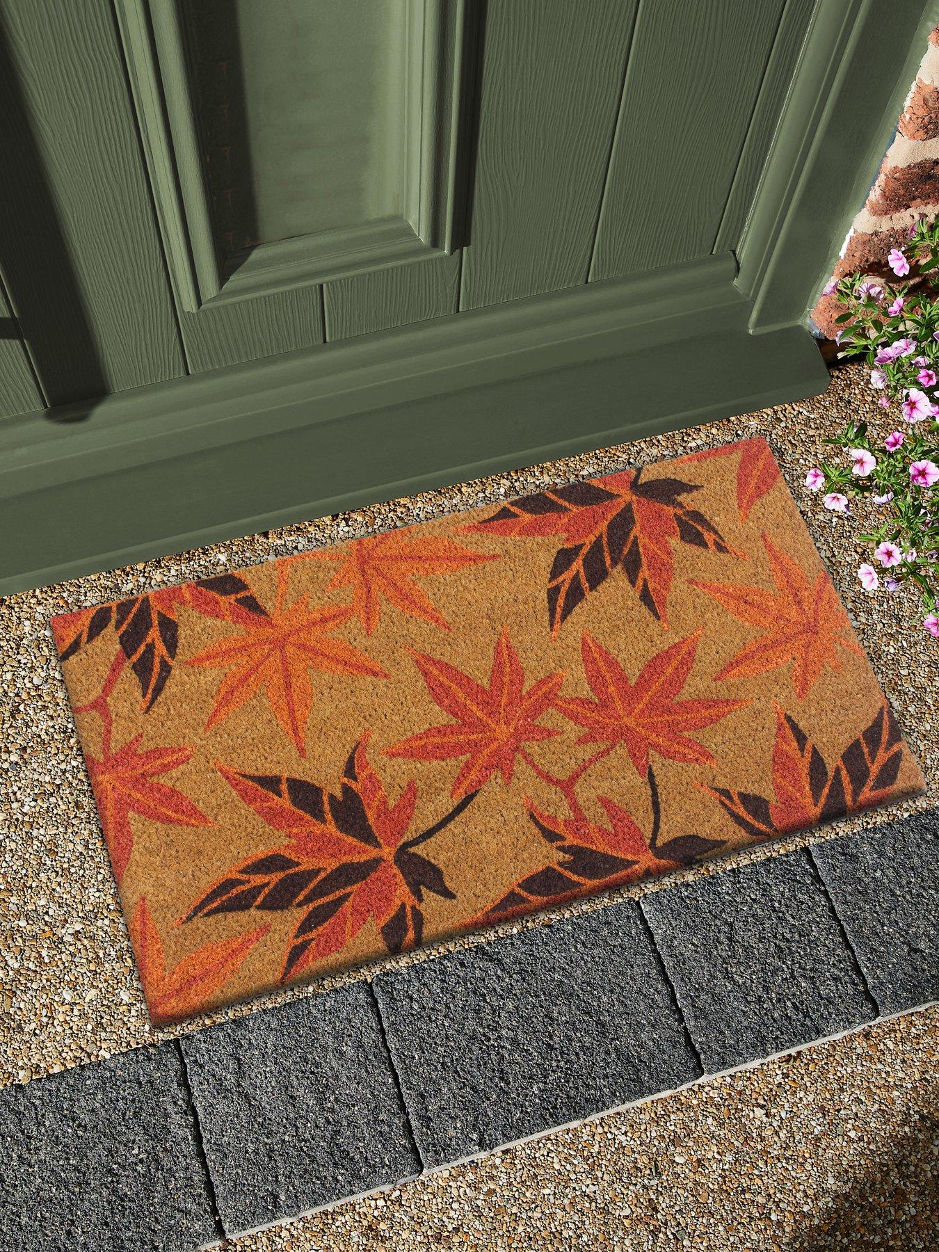 RHS Coir Maple Leaves Orange Doormat 45 x 75cm
