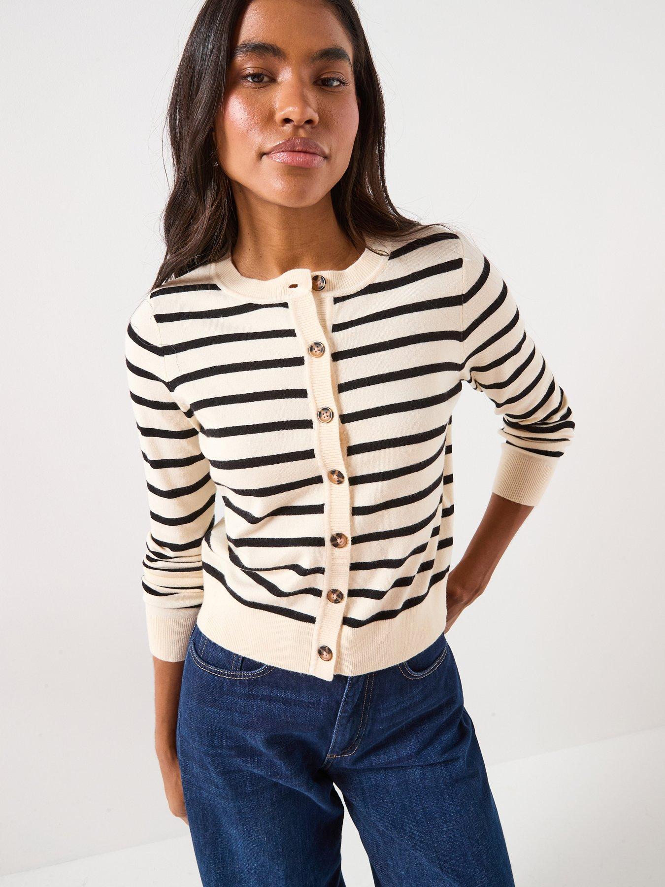 Vero Moda Saba Plain Long Sleeve O-neck Cardigan - Stripe - Multi