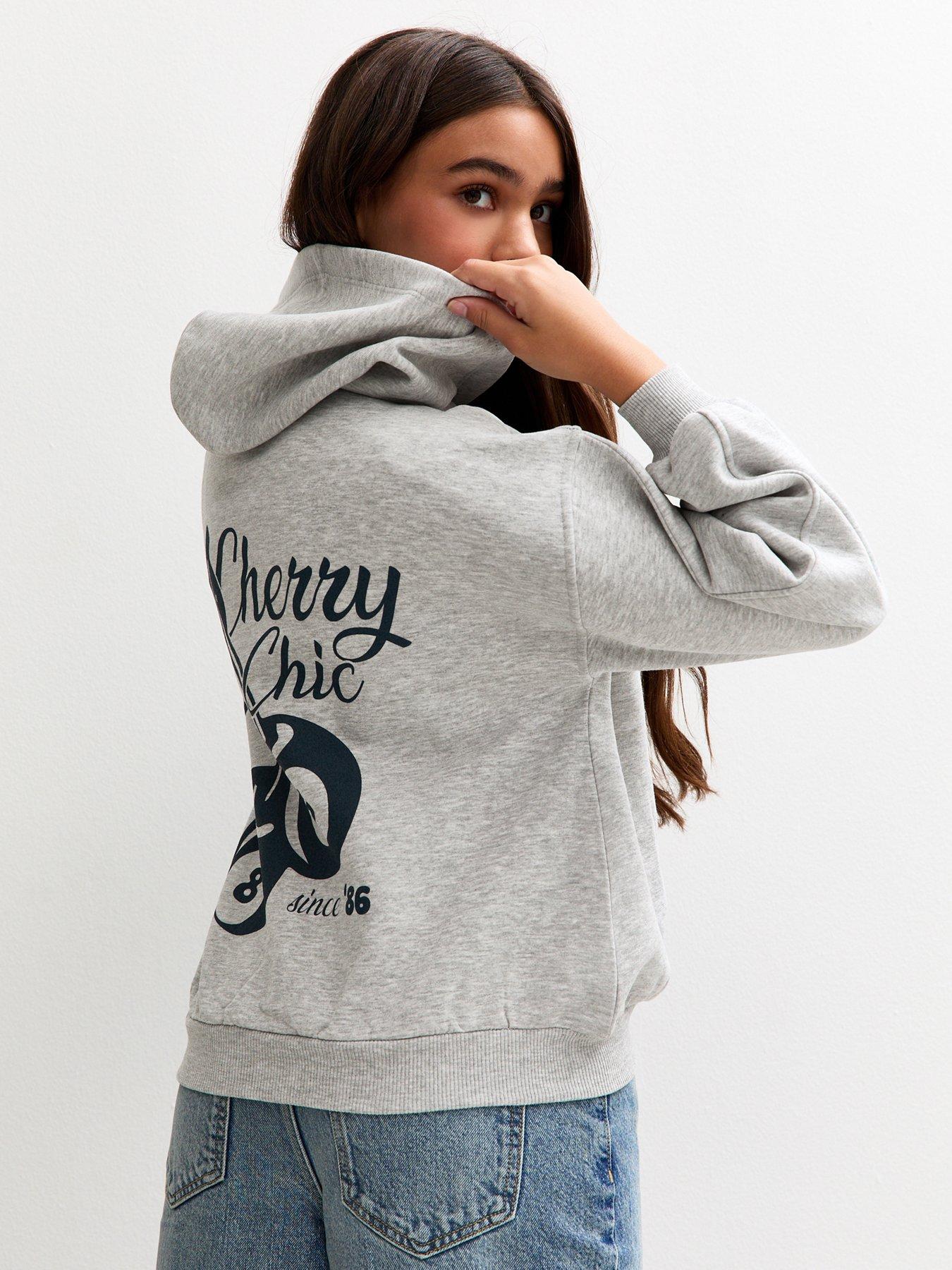 New Look 915 Girls Cherry 8 Ball Back Print Hoodie - Dark Grey