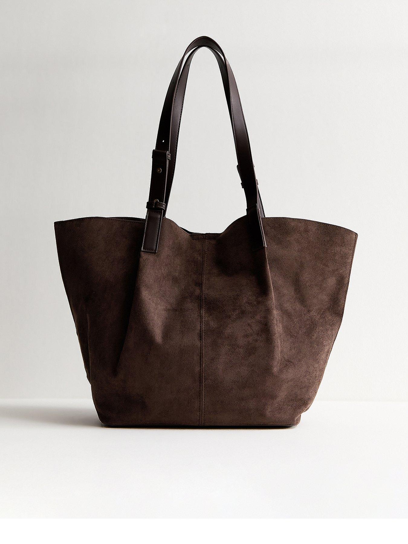 New Look Faux Suede Shopper Tote Bag - Brown