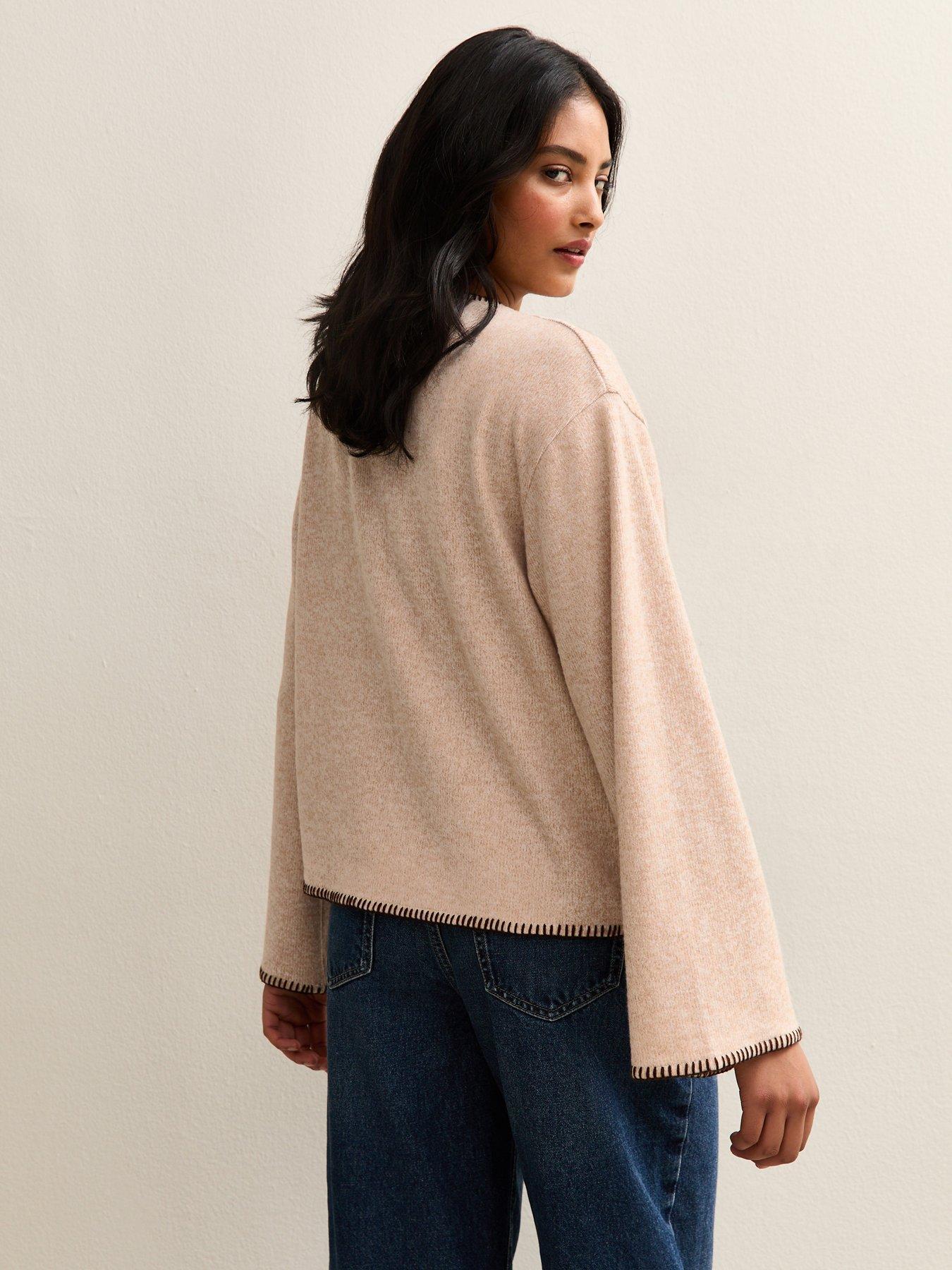 Image 2 of 5 of New Look Soft Touch Single Button Cardigan - Brown