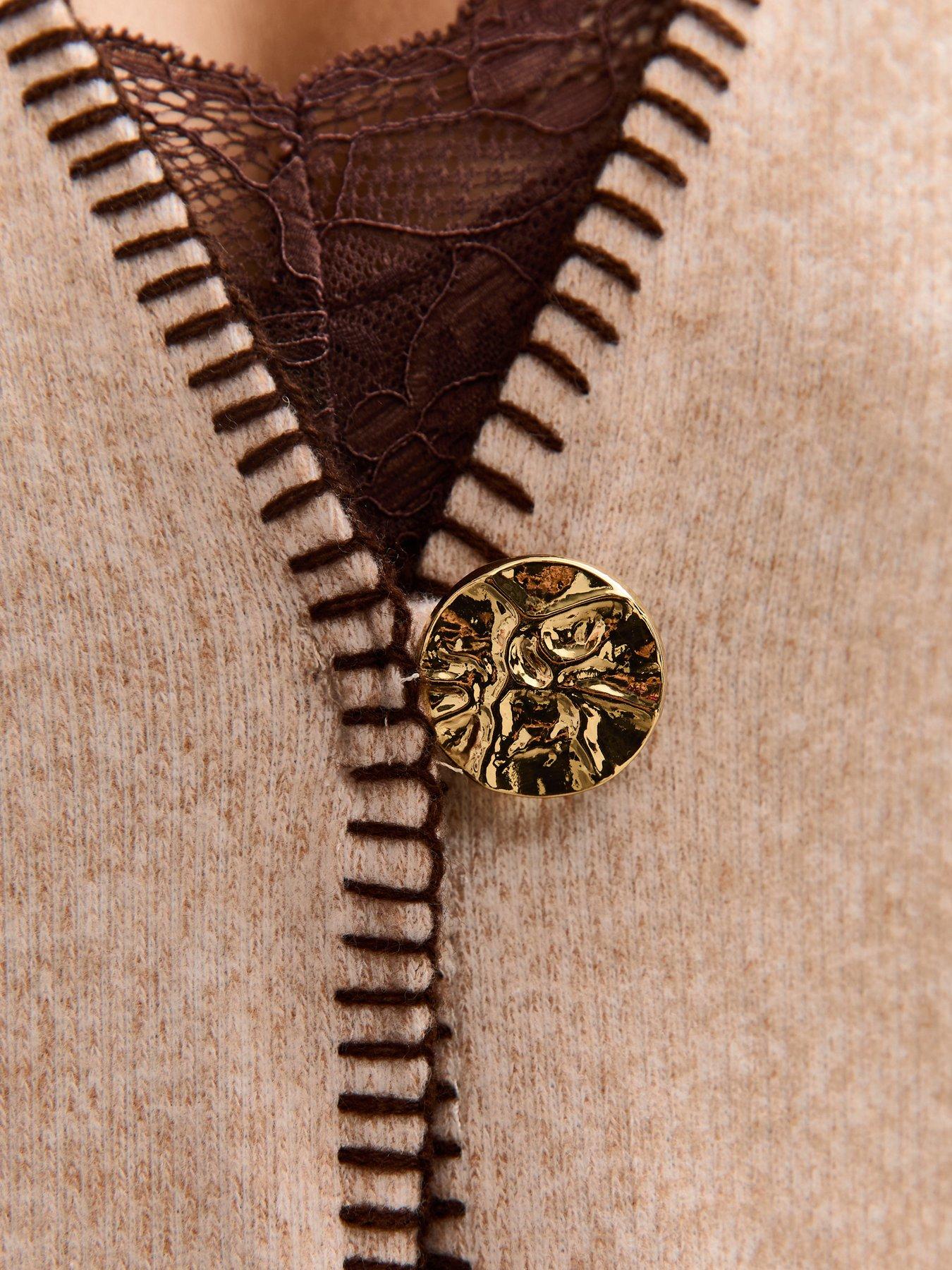 Image 5 of 5 of New Look Soft Touch Single Button Cardigan - Brown