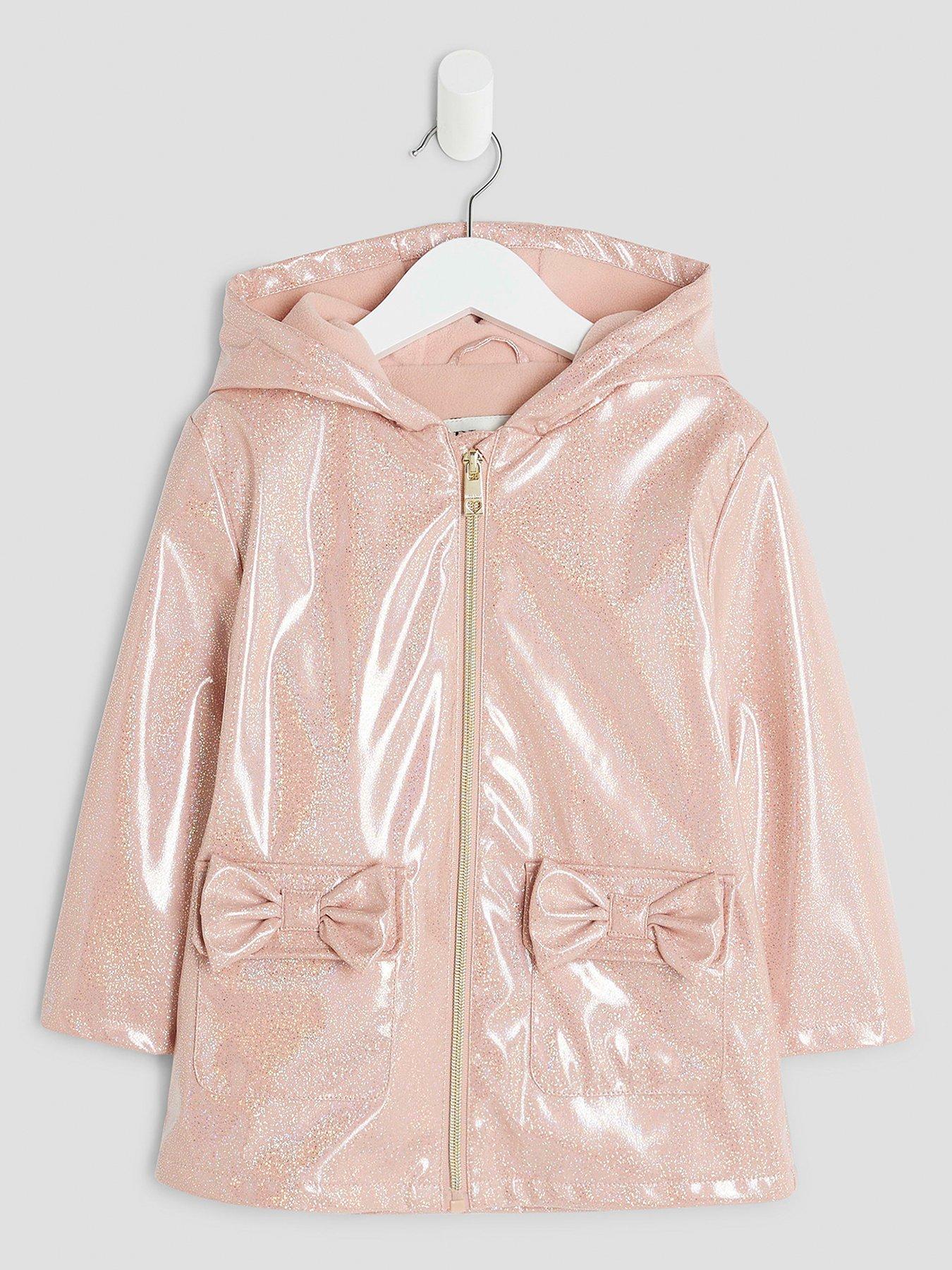 River Island Mini Mini Pink Glitter Raincoat - Pink