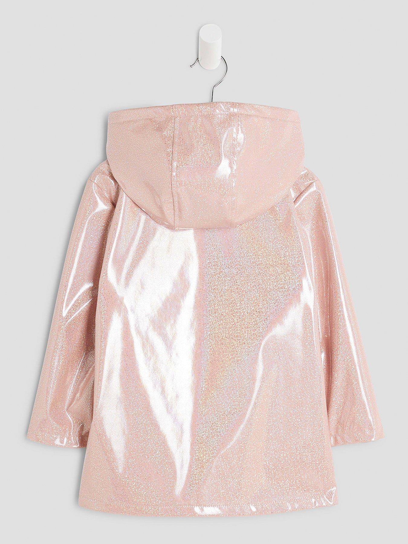 Image 2 of 4 of River Island Mini Girls Glitter Rainmac Coat - Pink