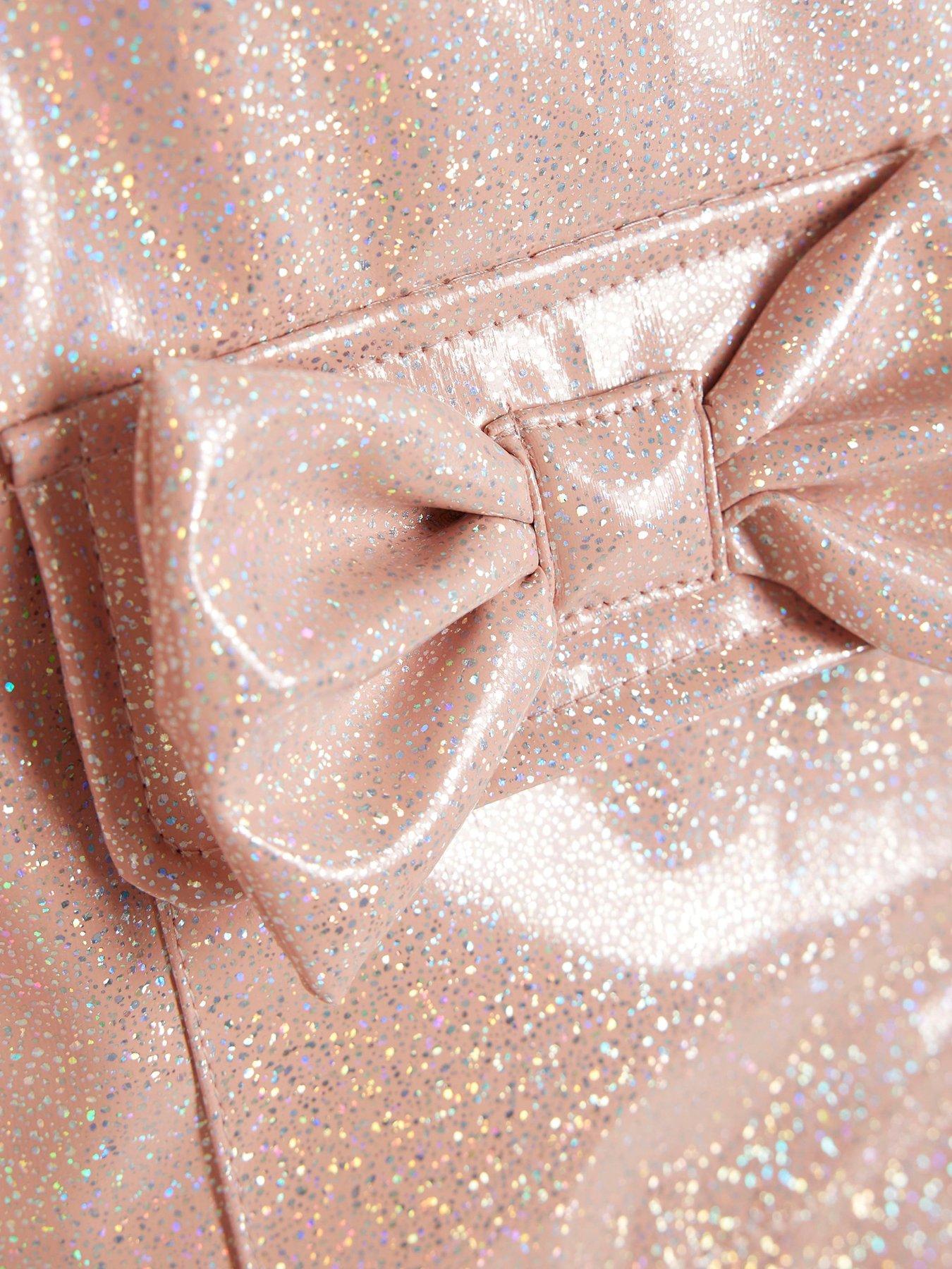 Image 4 of 4 of River Island Mini Girls Glitter Rainmac Coat - Pink