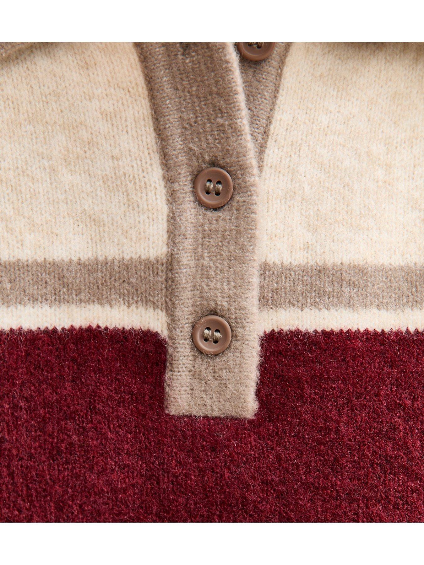Image 6 of 6 of New Look Cream Colour Block Button Up Polo Top - Beige