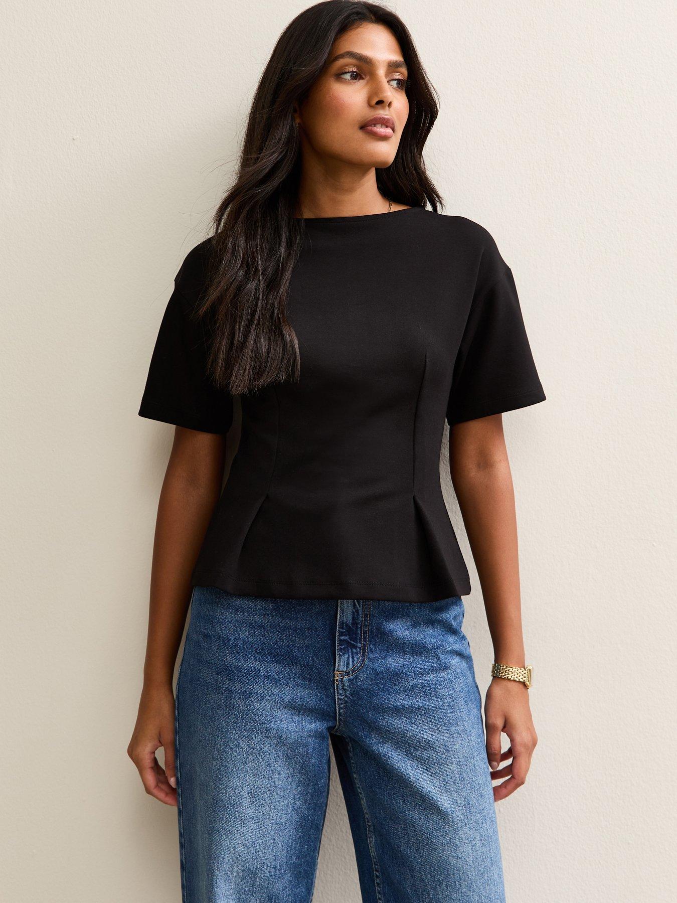 New Look Stretch Jersey Ponte Fitted T-Shirt - Black