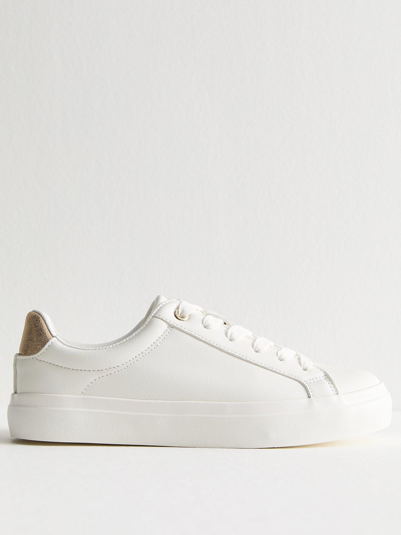 New Look White Faux Leather Contrast Heel Tab Trainers