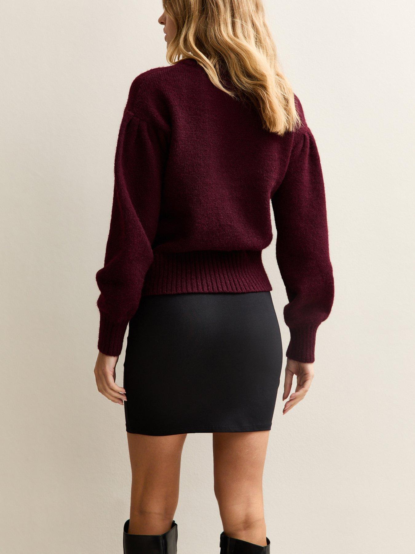 Image 2 of 5 of New Look Stretch Cotton Tube Mini Skirt - Black