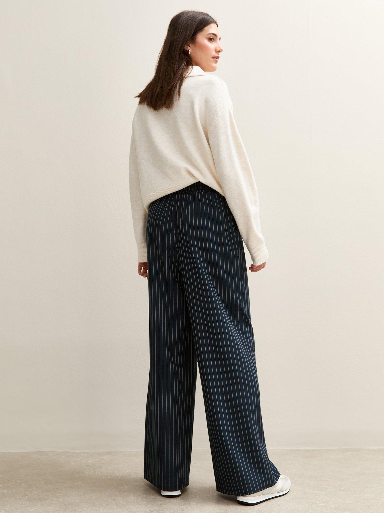 Image 2 of 4 of New Look Pinstripe Wide Leg Trouser - Blue