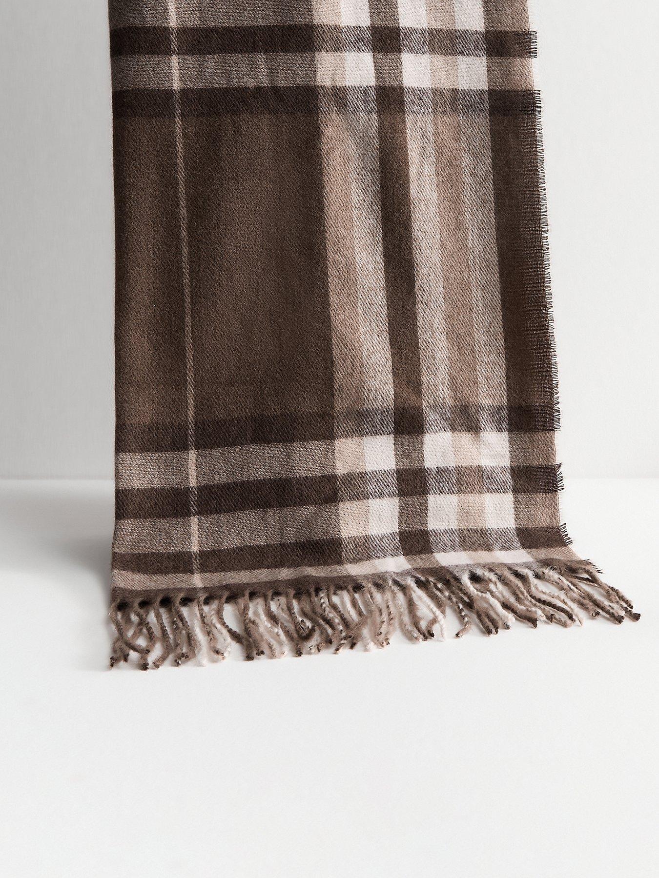 New Look Brown Midweight Checked Scarf