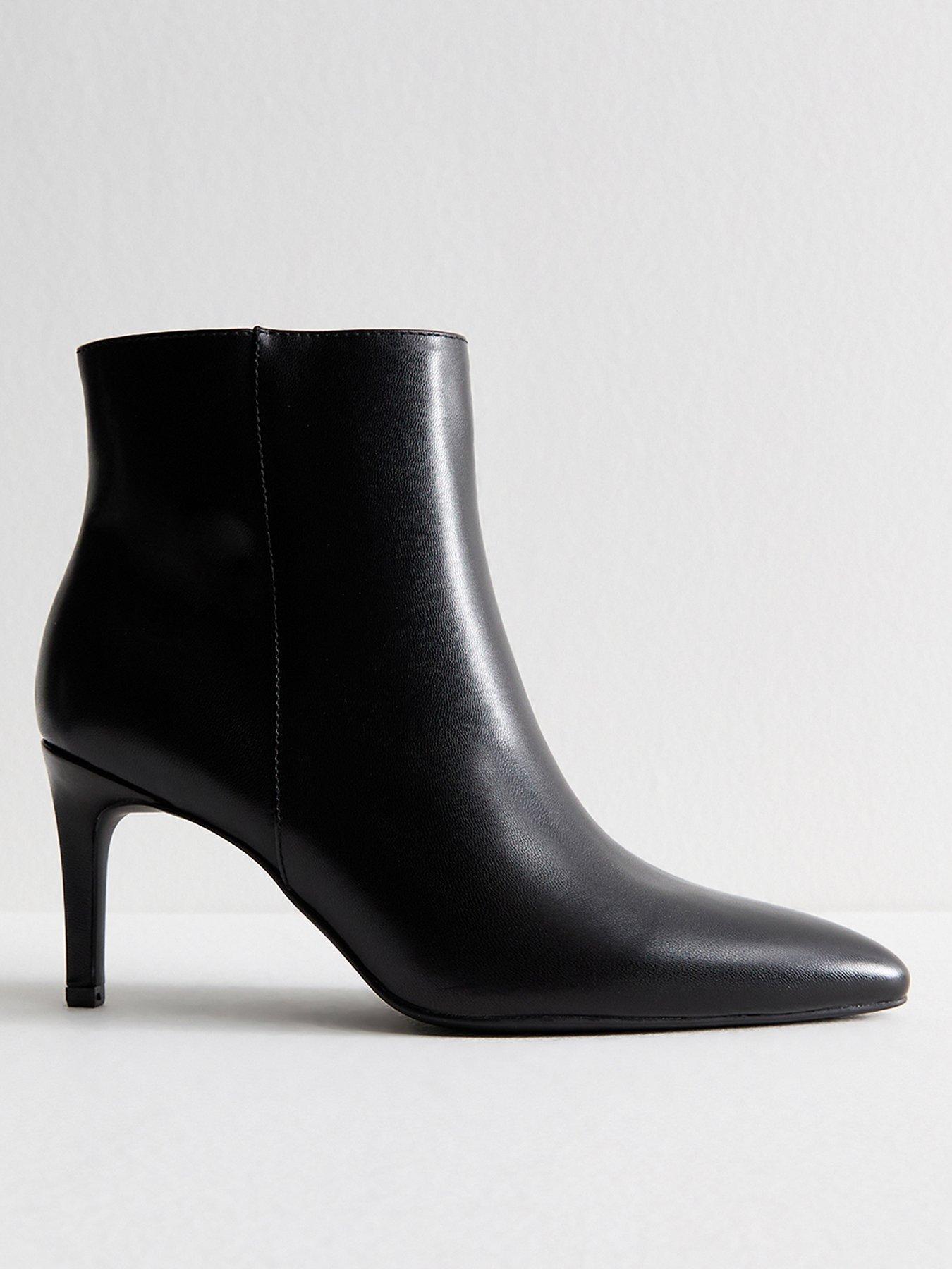 New Look Black Faux Leather Point Toe Ankle Boots