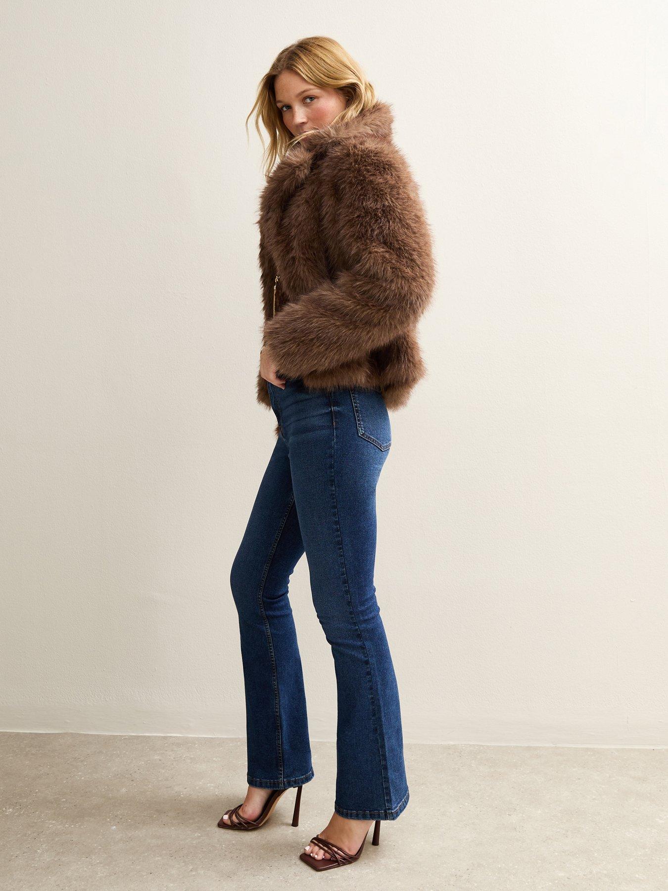 Image 4 of 6 of New Look Faux Fur Coat - Brown