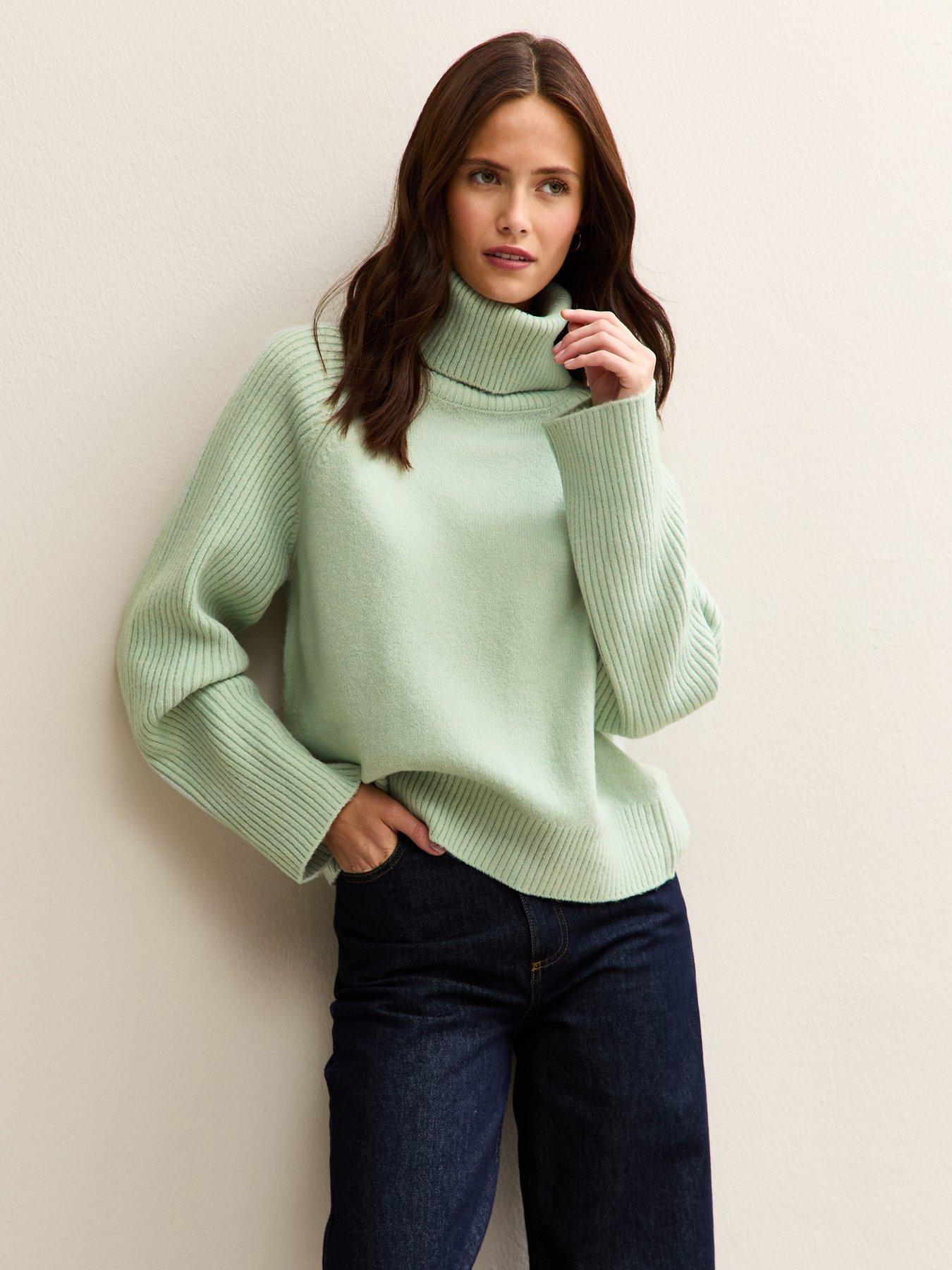 Image 1 of 4 of New Look Mint Green Rib Roll Neck Jumper