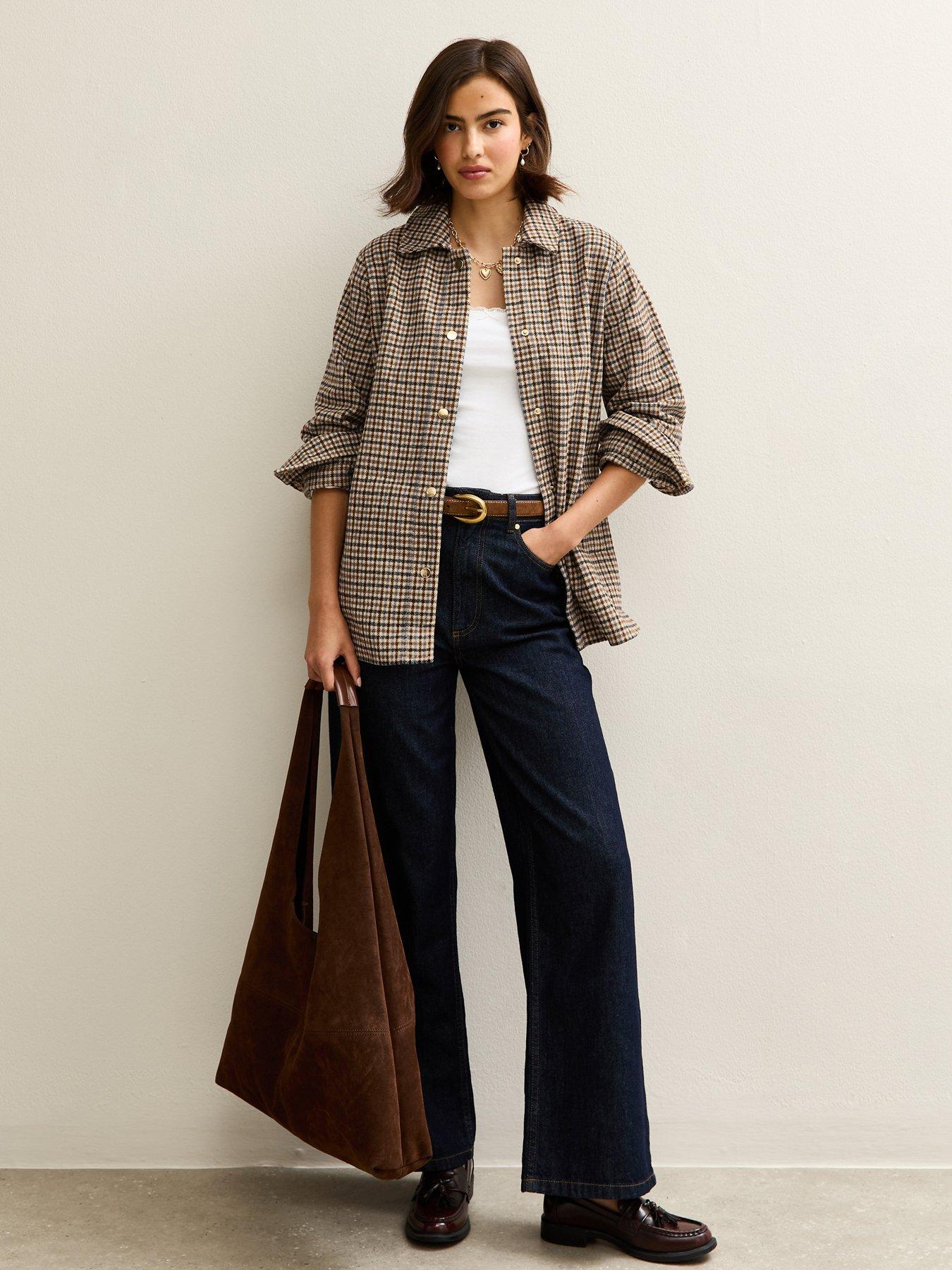 Image 3 of 5 of New Look Checked Shacket - Brown