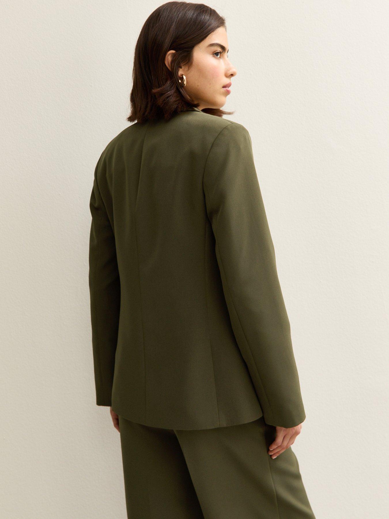 Image 2 of 5 of New Look Single Breasted Blazer Jacket - Khaki