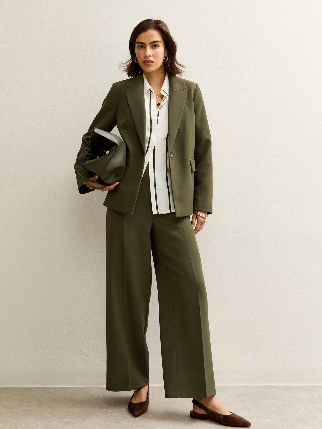Image 3 of 5 of New Look Single Breasted Blazer Jacket - Khaki