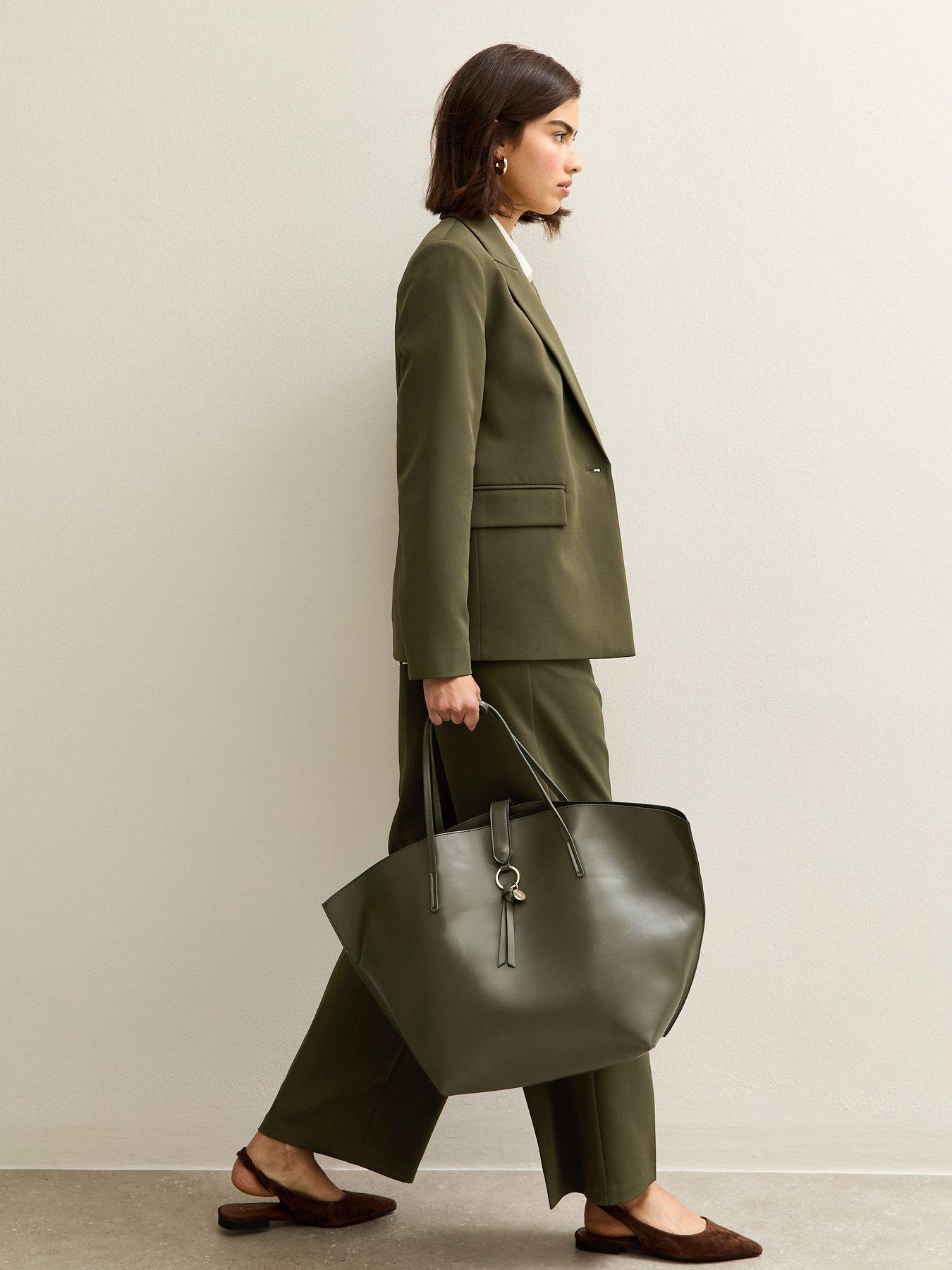 Image 4 of 5 of New Look Single Breasted Blazer Jacket - Khaki