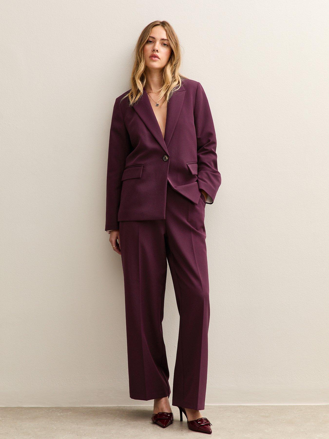 New Look Single Breasted Blazer Jacket Burgundy Very