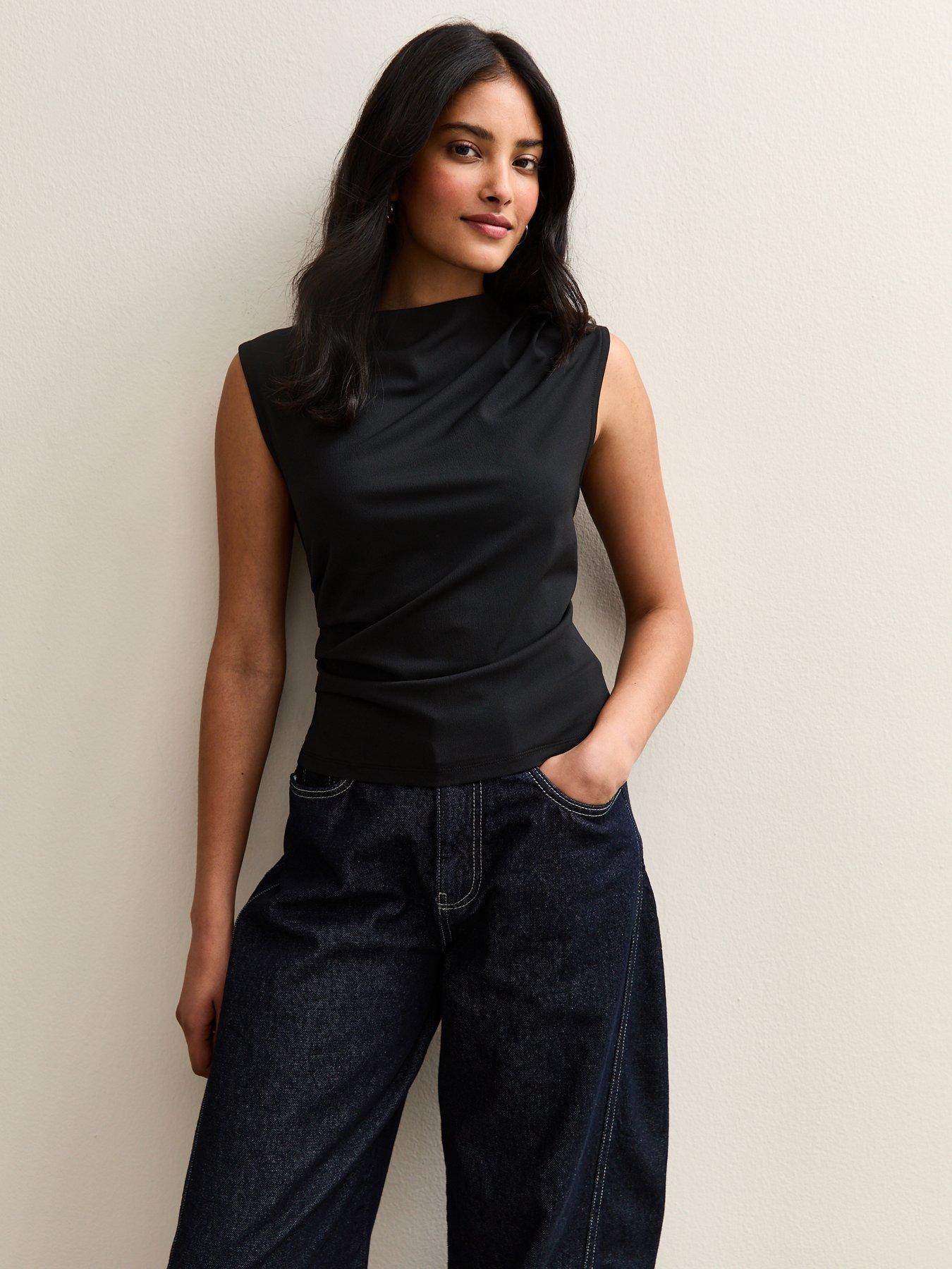 New Look Black Ruched Jersey Tank Top