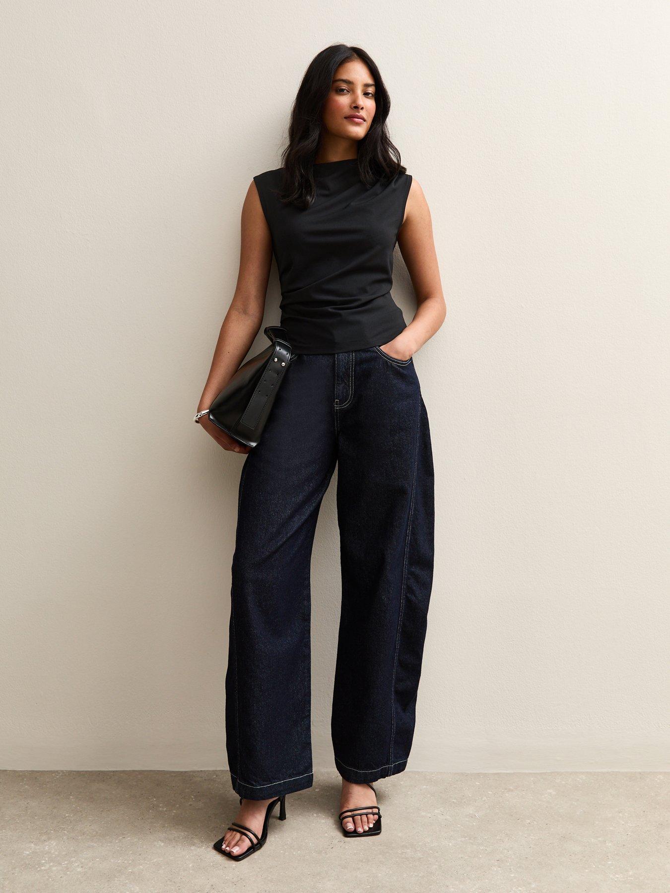 Image 3 of 5 of New Look Black Ruched Jersey Tank Top