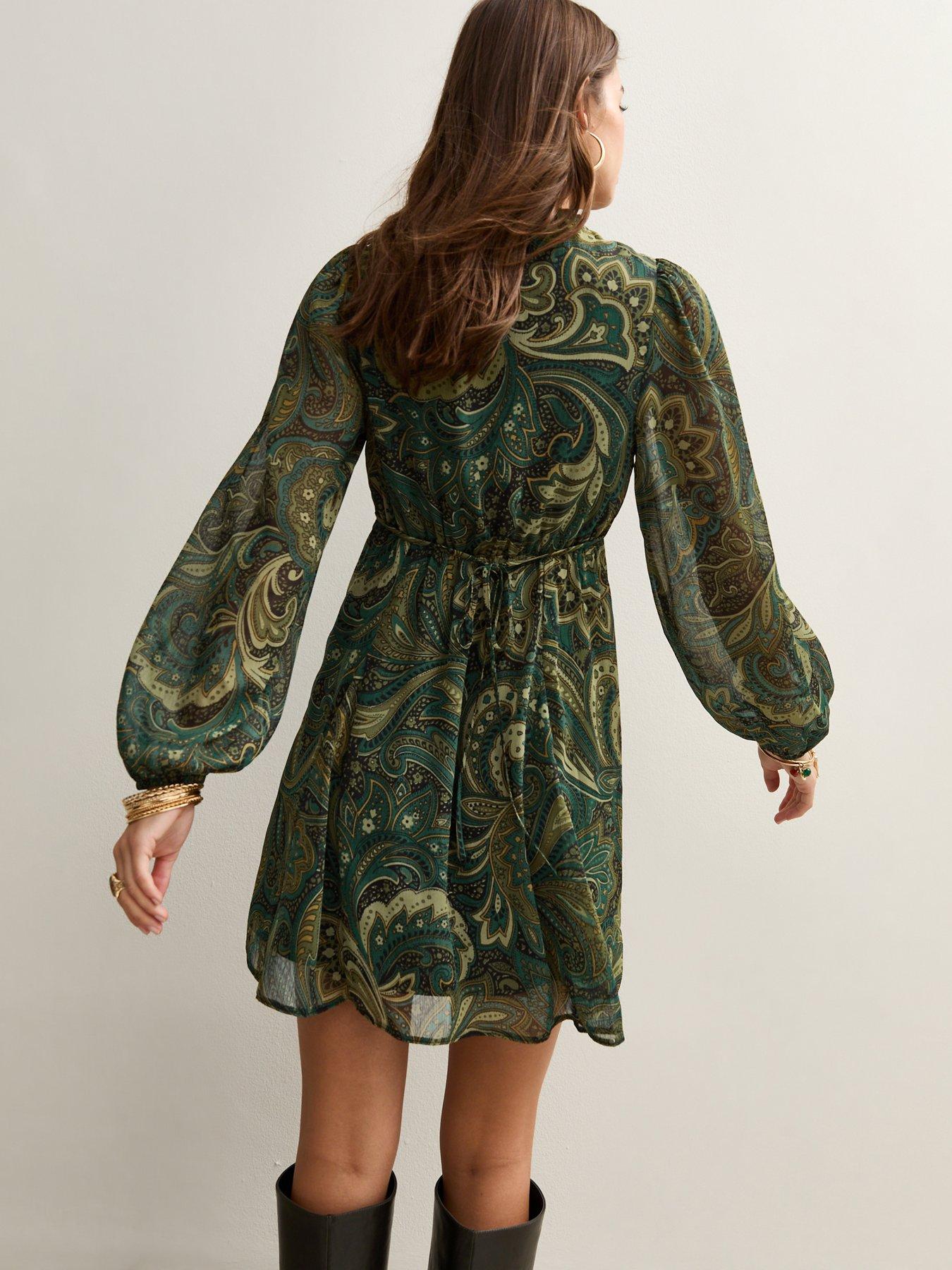 slim fit dress slacks Buy Women Green Paisley Strappy Tiered Maxi Dress Online at Best Price main image 1