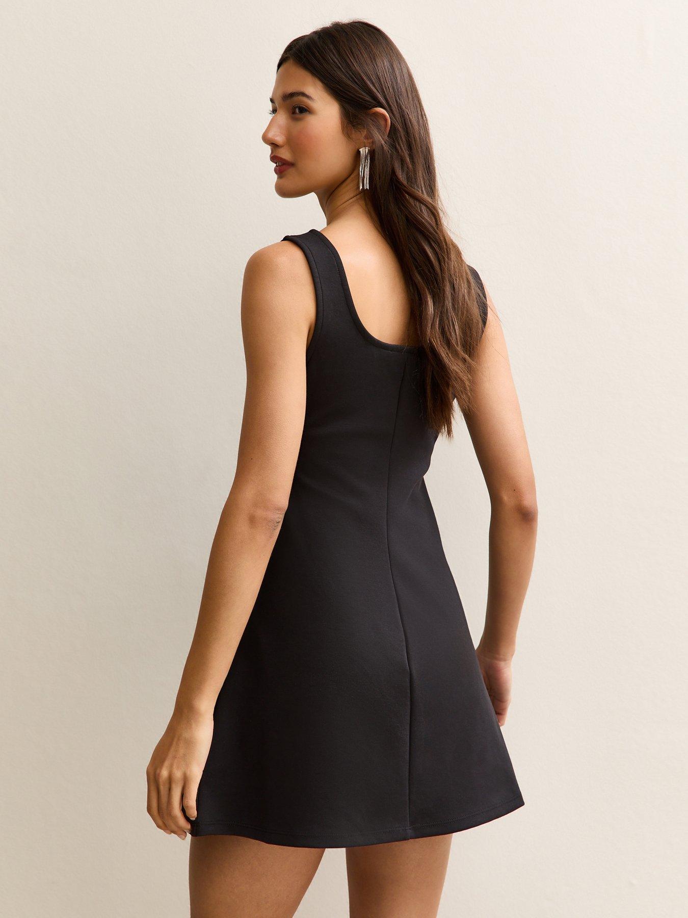New Look Black Diamante Trim Scoop Neck Mini Dress | Very