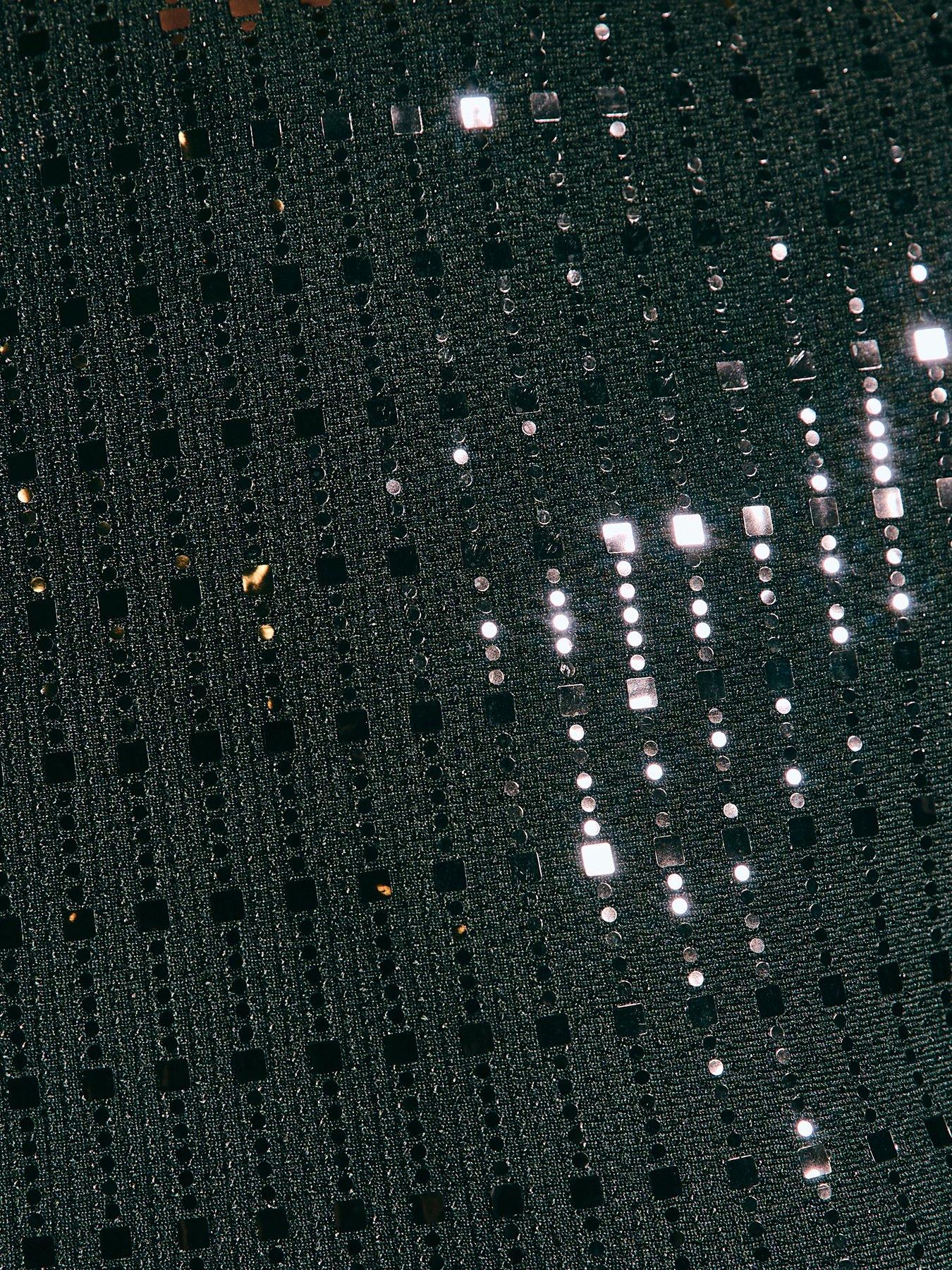 Image 5 of 5 of New Look Sequin Embellished Slash Neck Mini Dress - Black