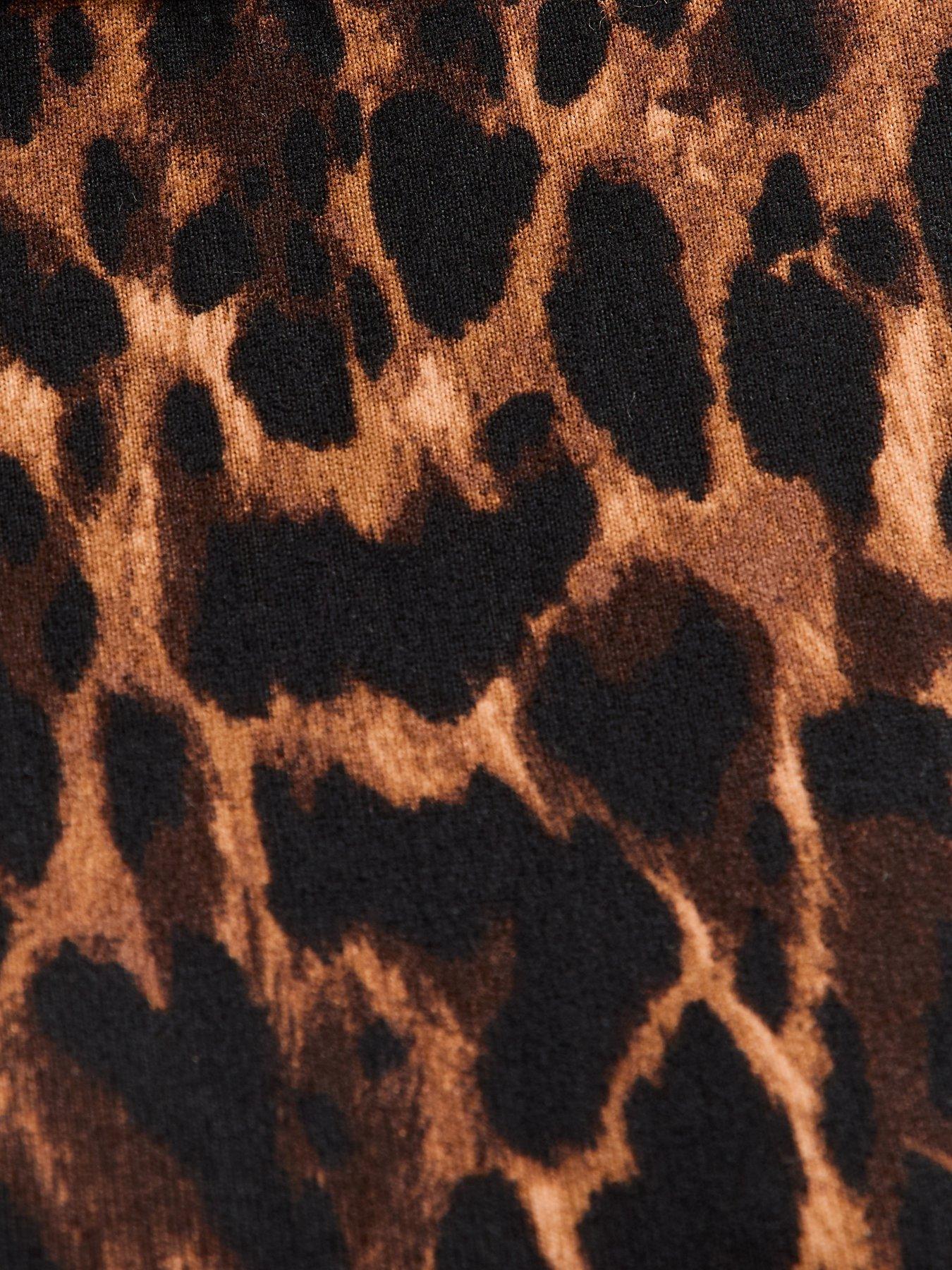 Image 5 of 5 of New Look Curves Brown Soft Touch Leopard Print Top