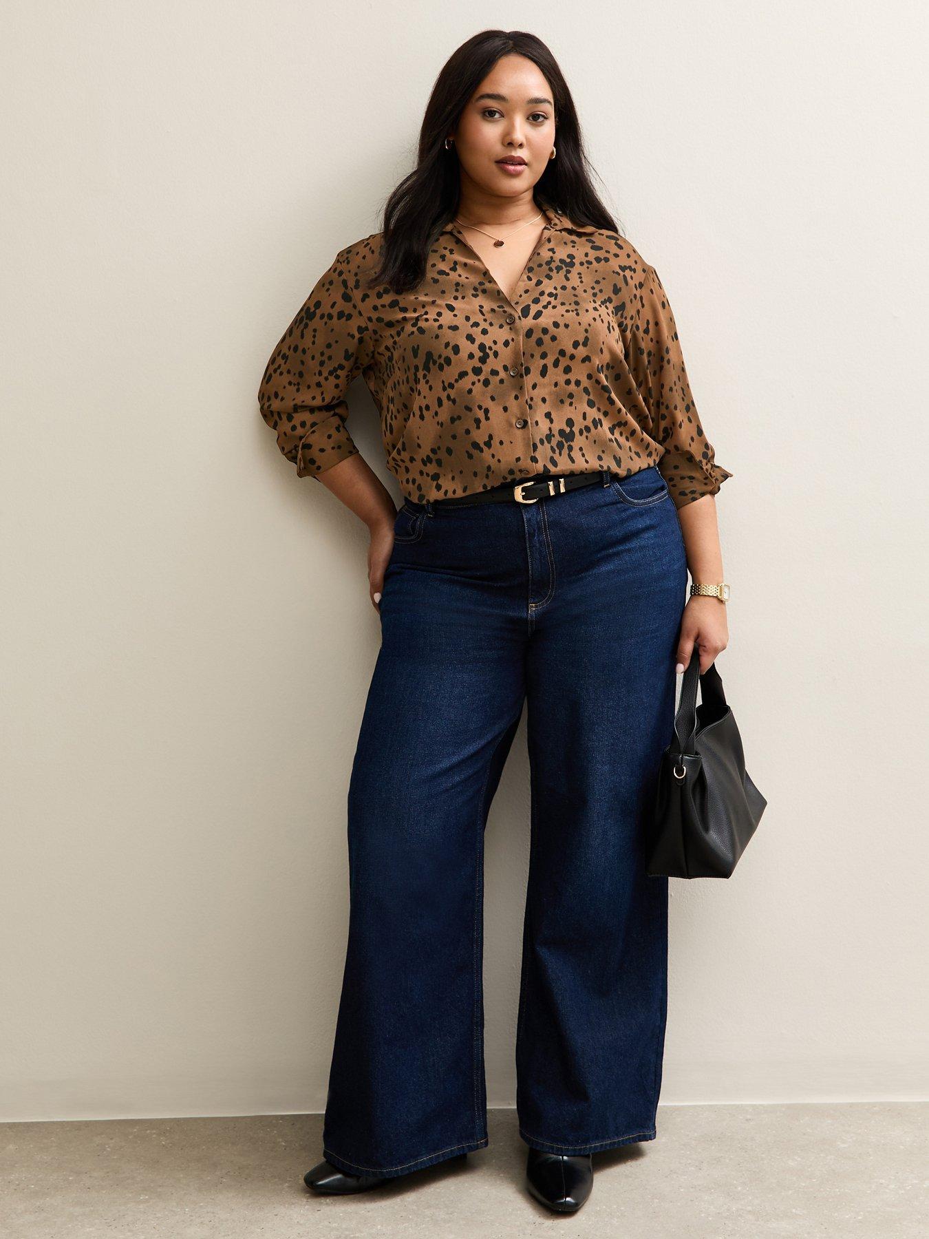 Image 3 of 5 of New Look Curves Speckled Pattern Shirt - Brown