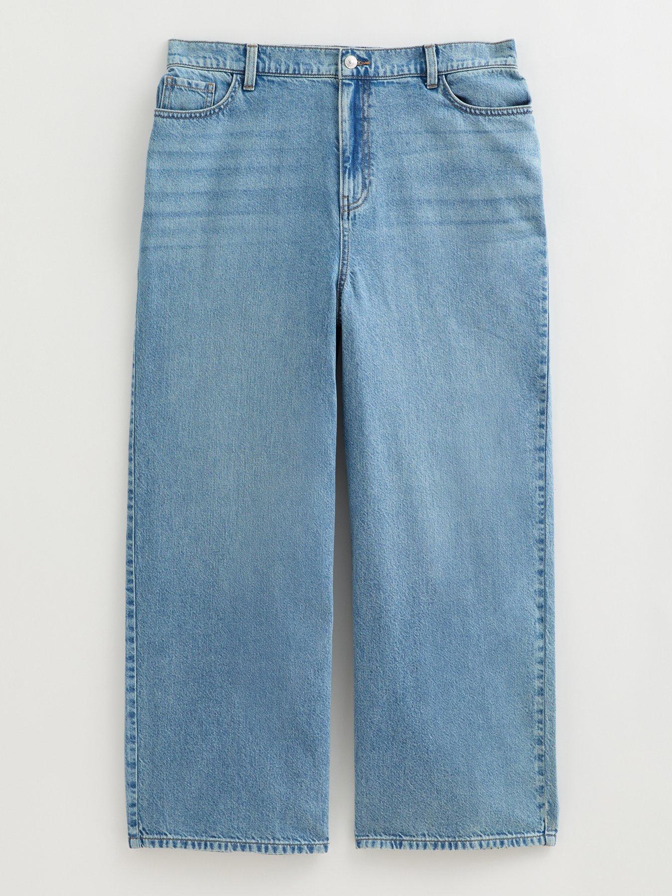 Image 6 of 6 of New Look Curves Elasticated Wide Leg Jeans - Light Blue