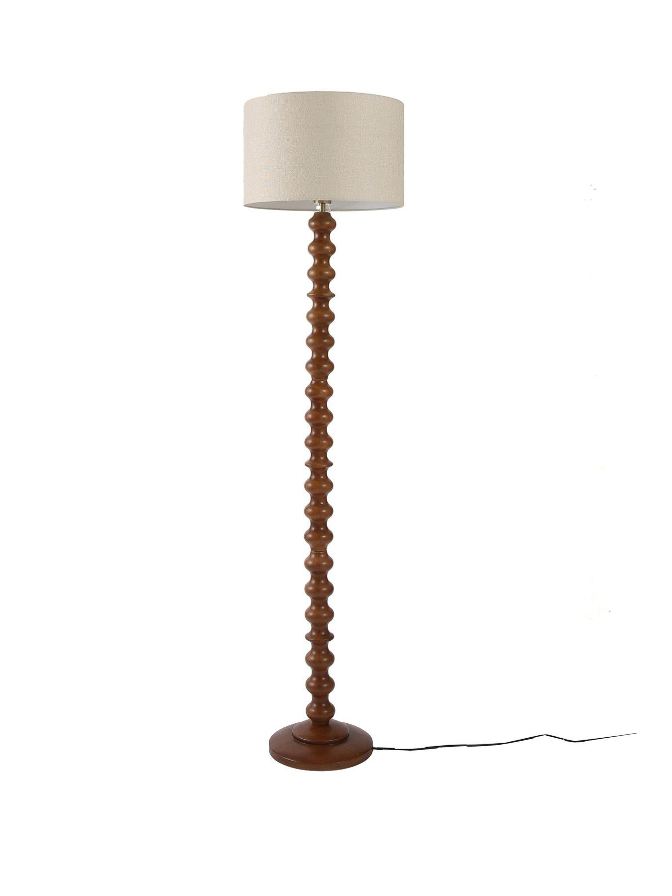 Image 2 of 6 of The Very Collection Bobbin Floor Lamp With Linen Shade